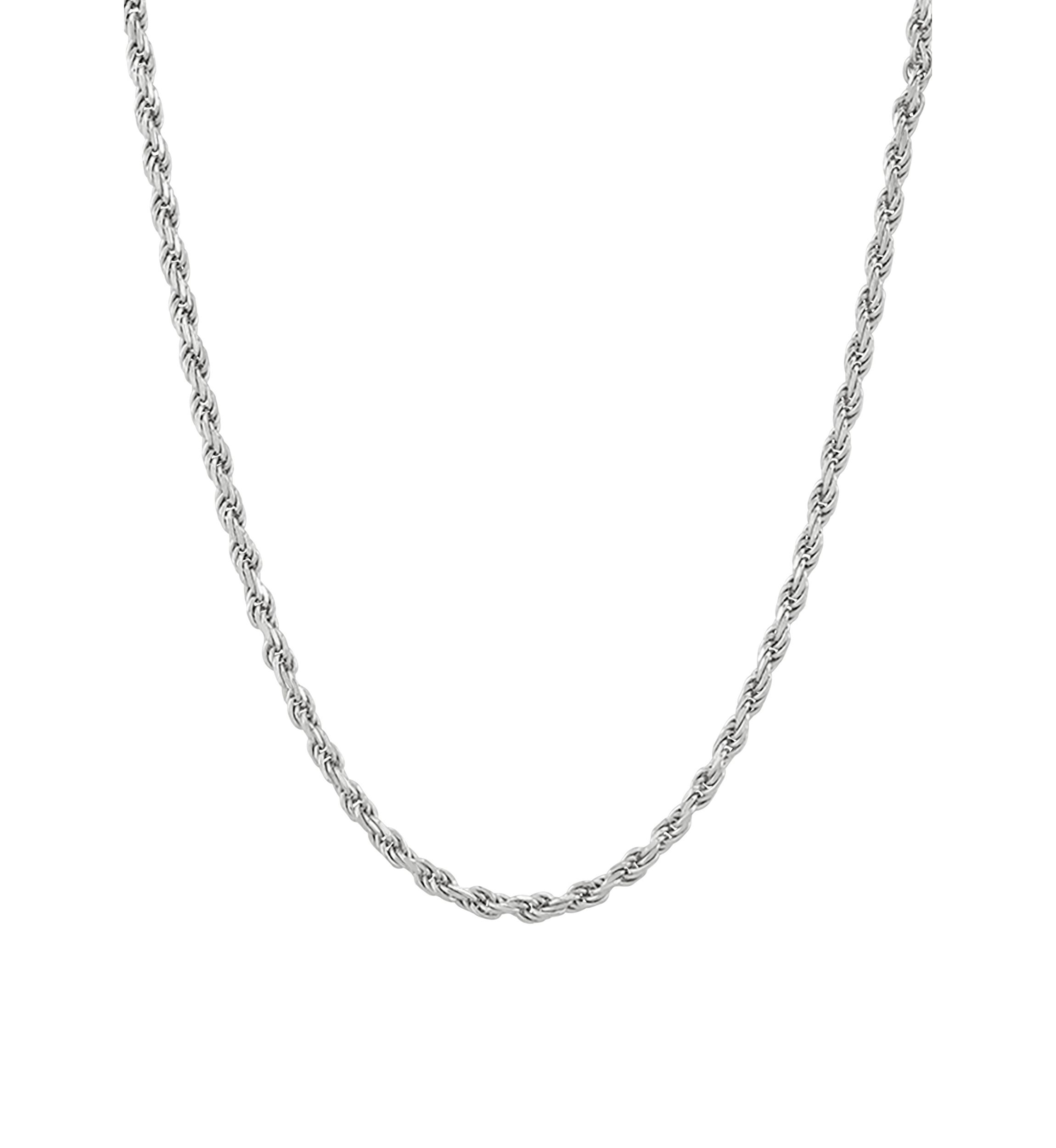 2.2 Millimeter Solid Rope Chain Necklace in Sterling Silver