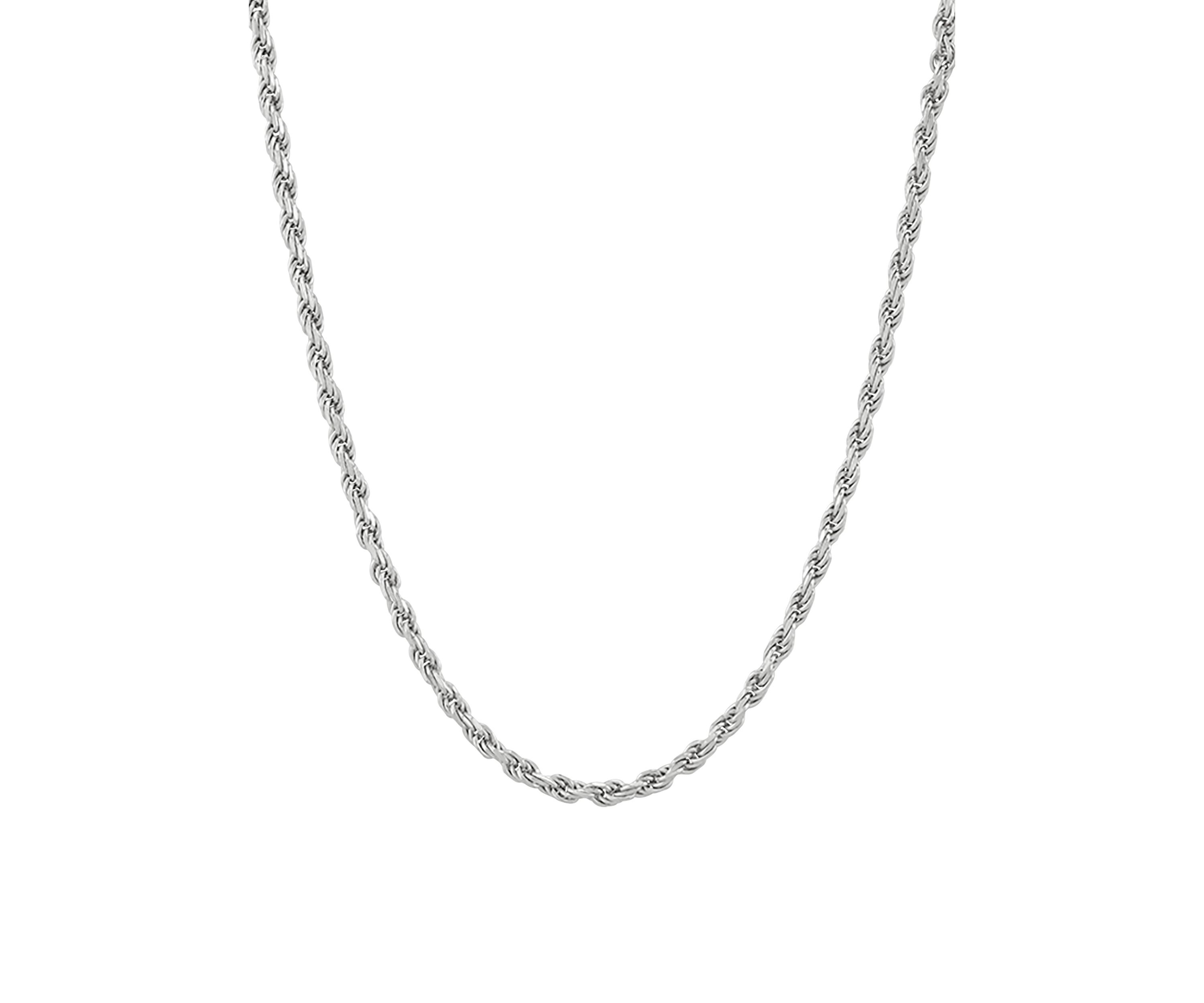 2.2 Millimeter Solid Rope Chain Necklace in Sterling Silver