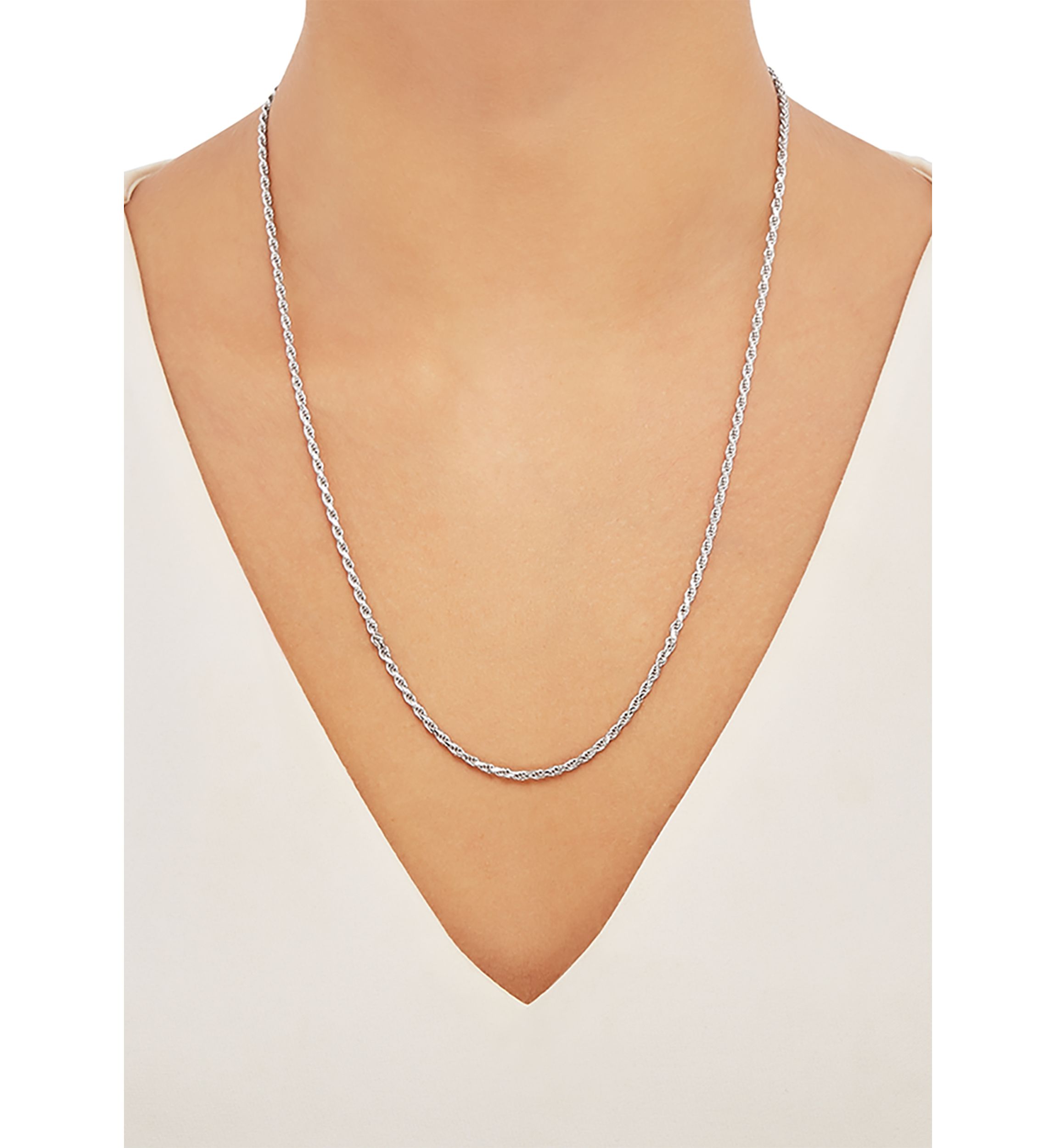2.2 Millimeter Solid Rope Chain Necklace in Sterling Silver