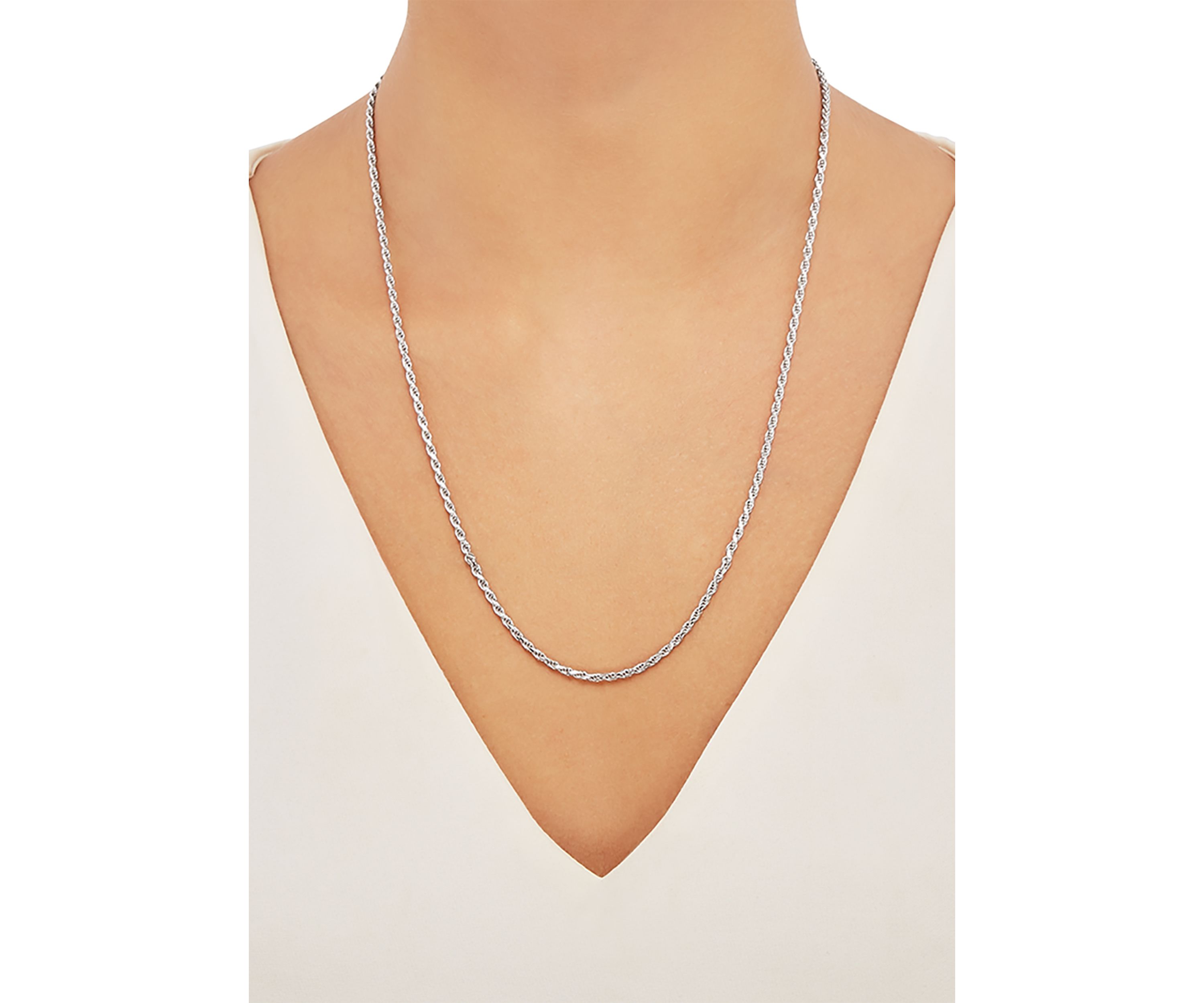 2.2 Millimeter Solid Rope Chain Necklace in Sterling Silver