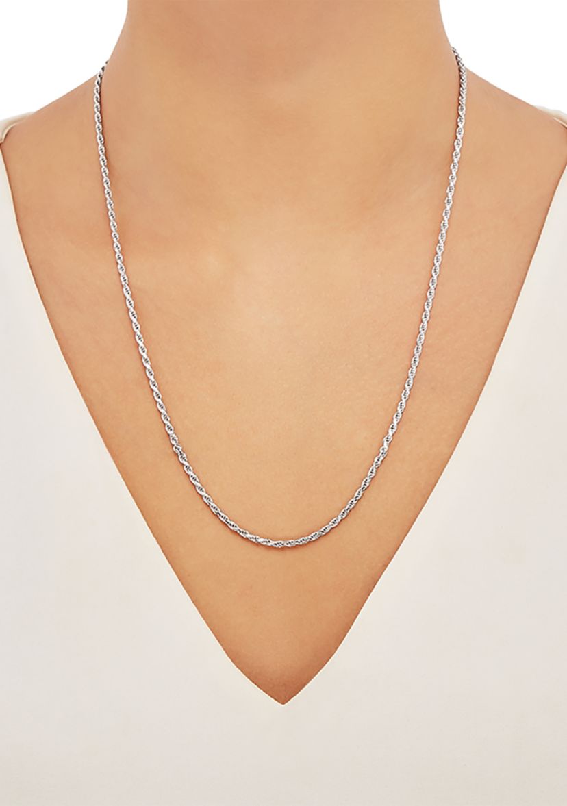 2.2 Millimeter Solid Rope Chain Necklace in Sterling Silver