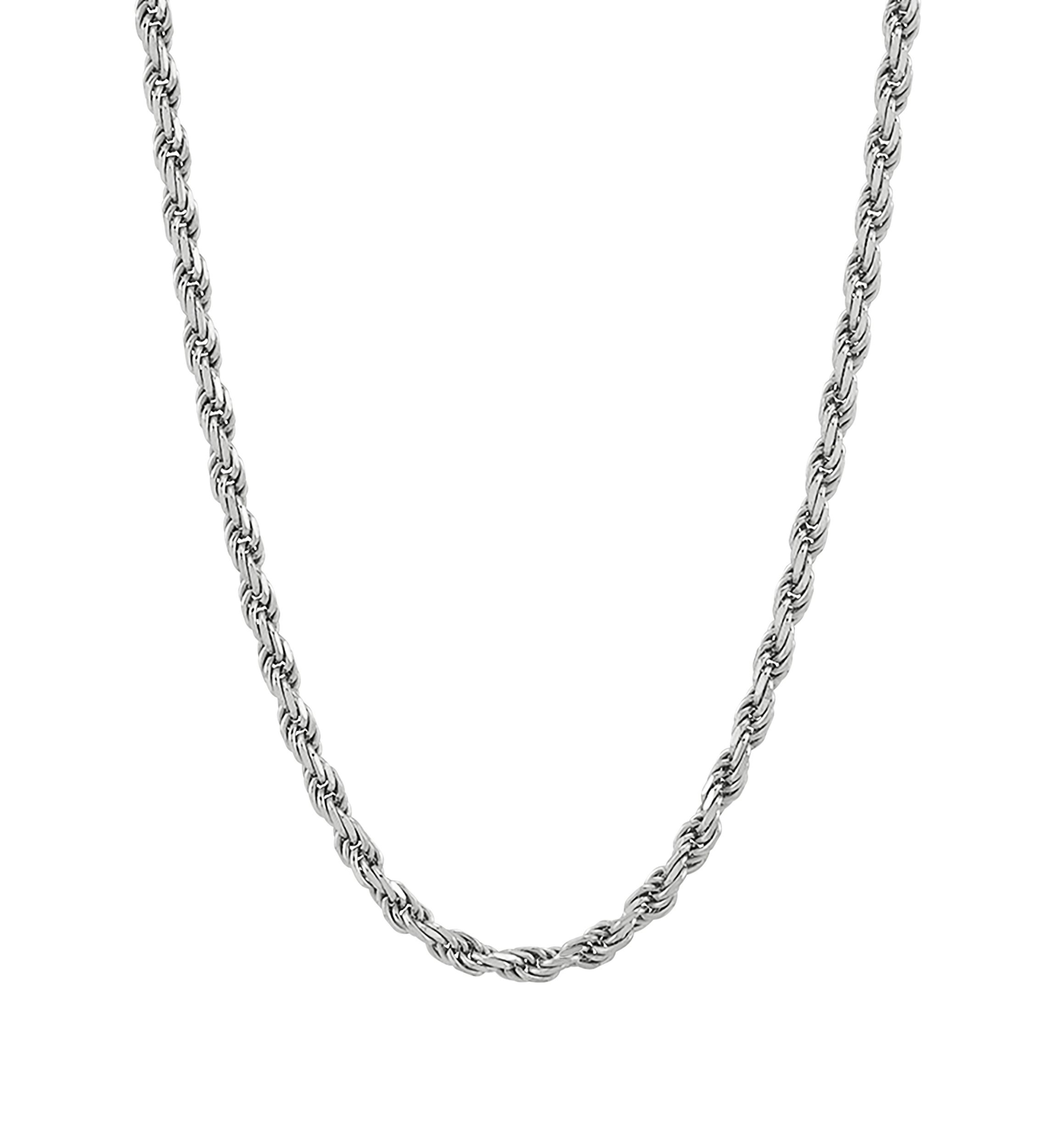 2.7 Millimeter Solid Rope Chain Necklace in Sterling Silver