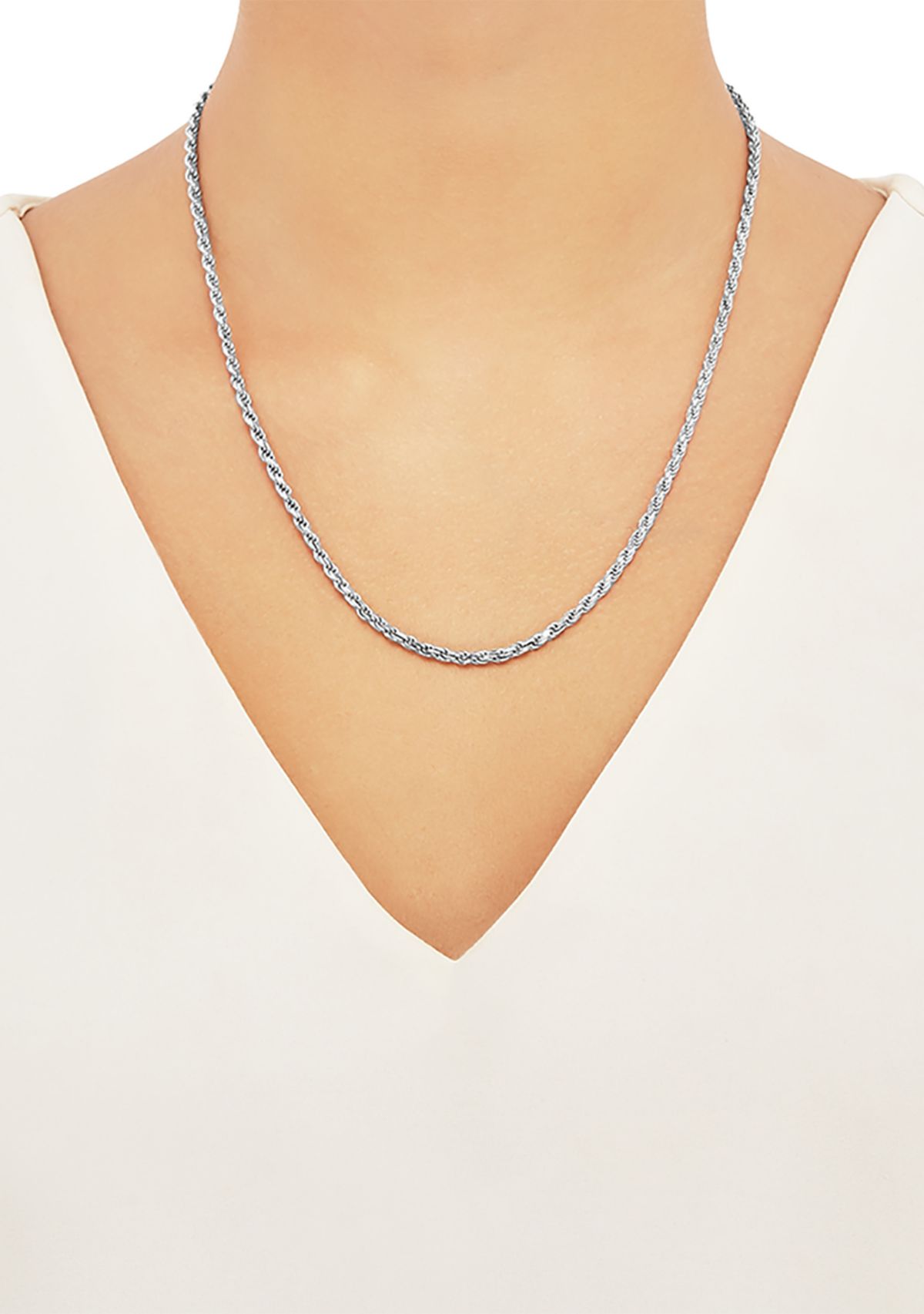 2.7 Millimeter Solid Rope Chain Necklace in Sterling Silver
