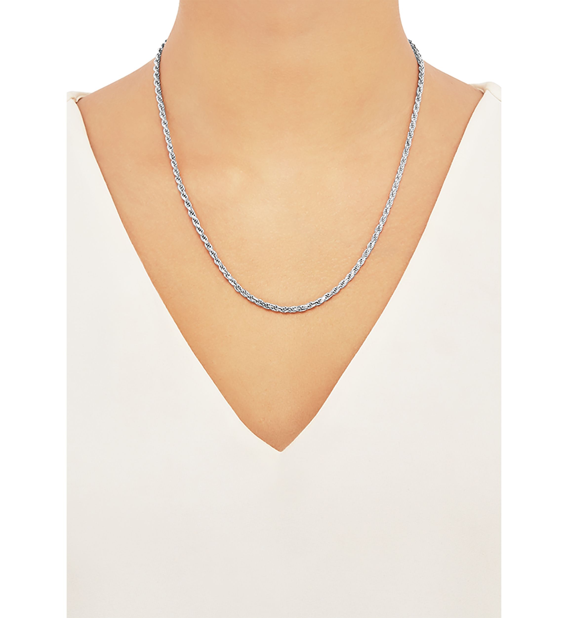 2.7 Millimeter Solid Rope Chain Necklace in Sterling Silver