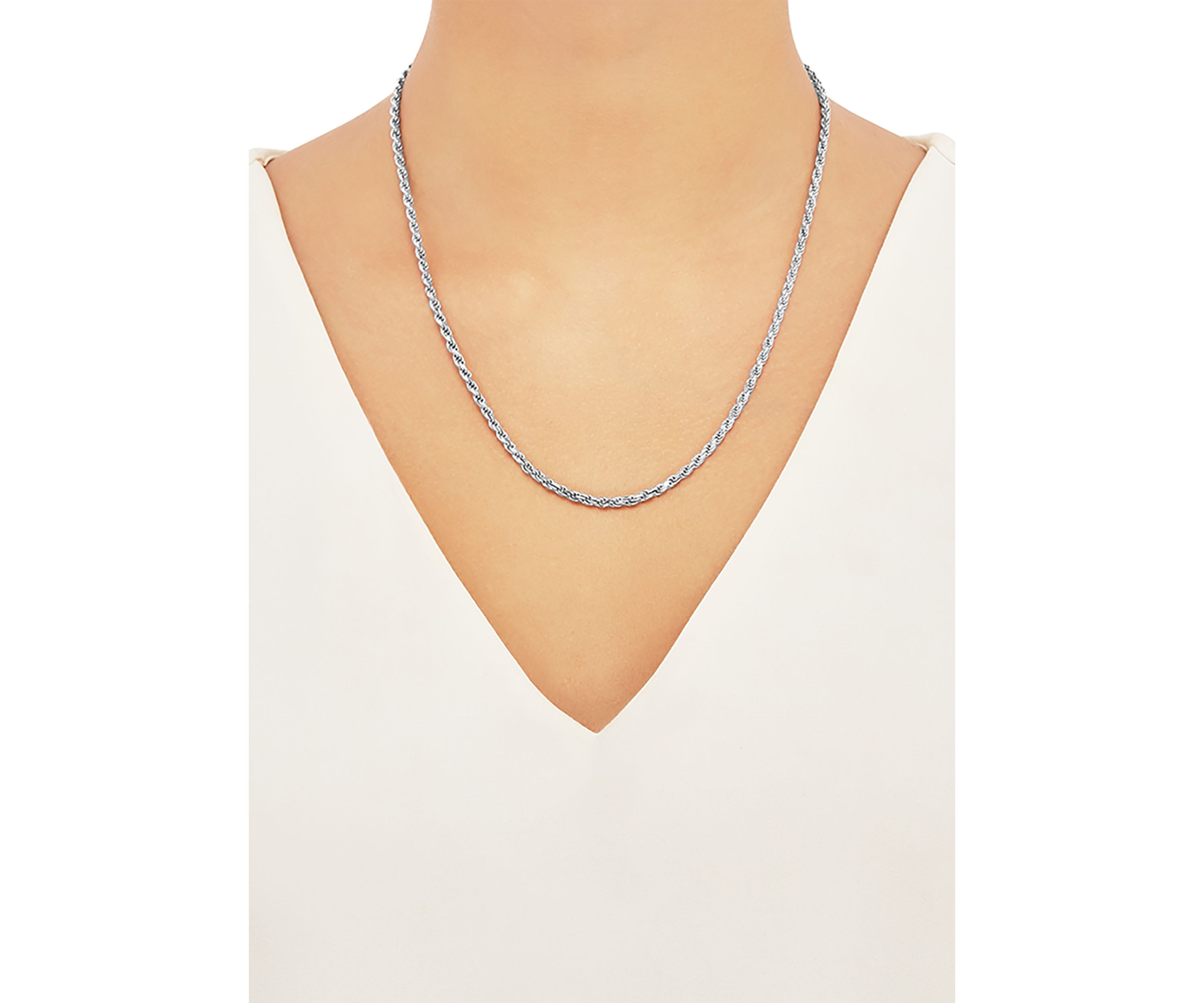 2.7 Millimeter Solid Rope Chain Necklace in Sterling Silver