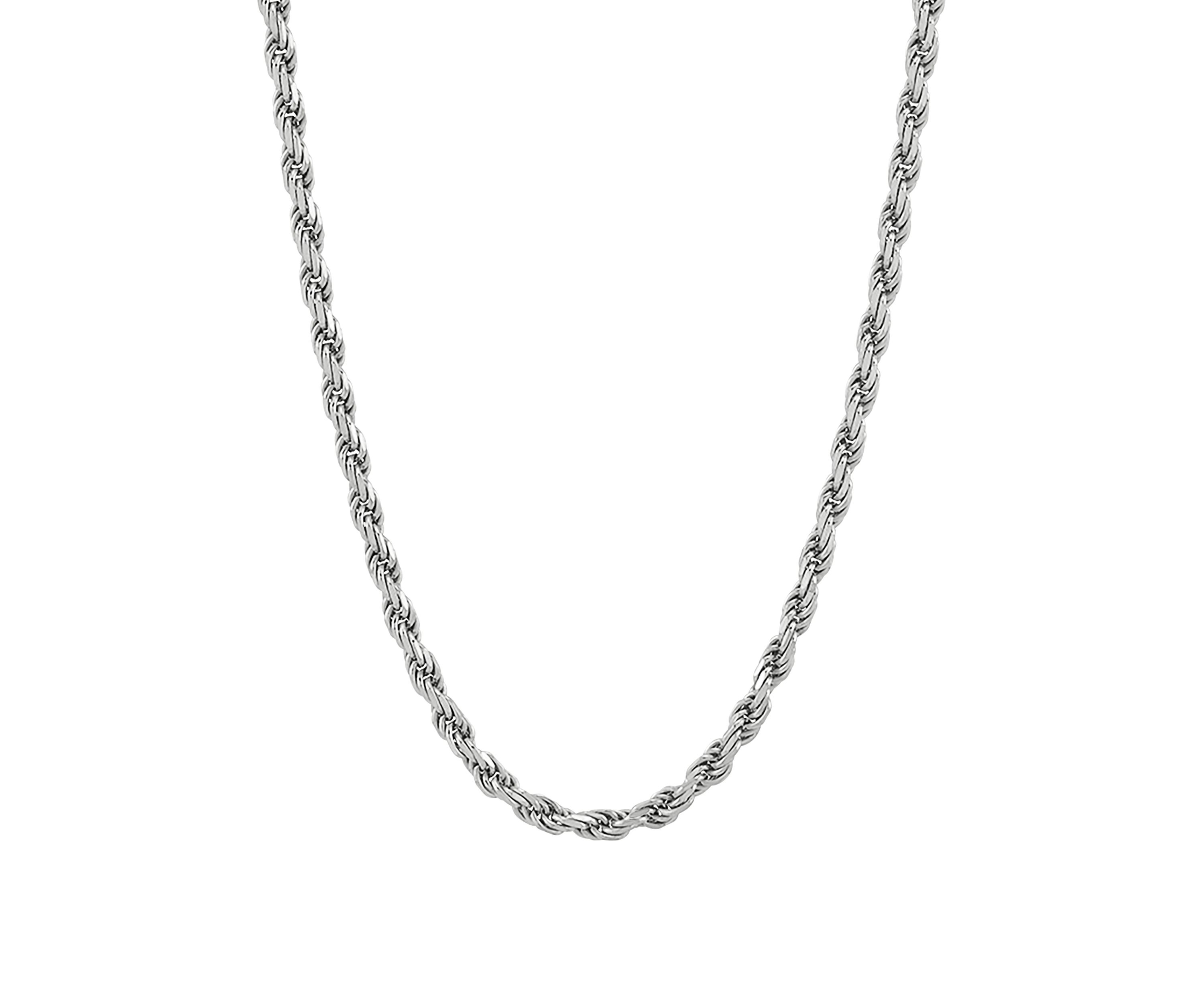 2.7 Millimeter Solid Rope Chain Necklace in Sterling Silver