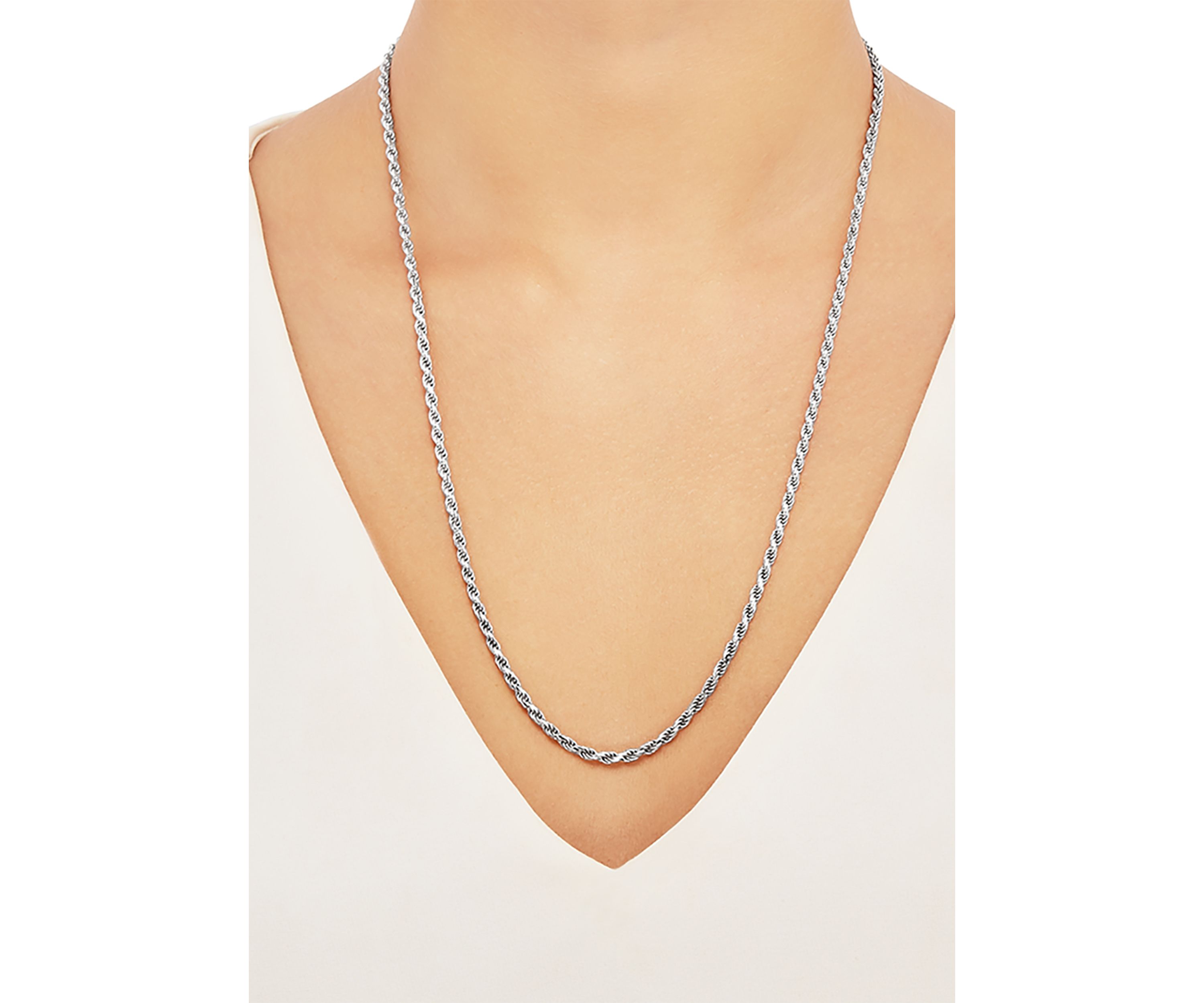 2.7 Millimeter Solid Rope Chain Necklace in Sterling Silver