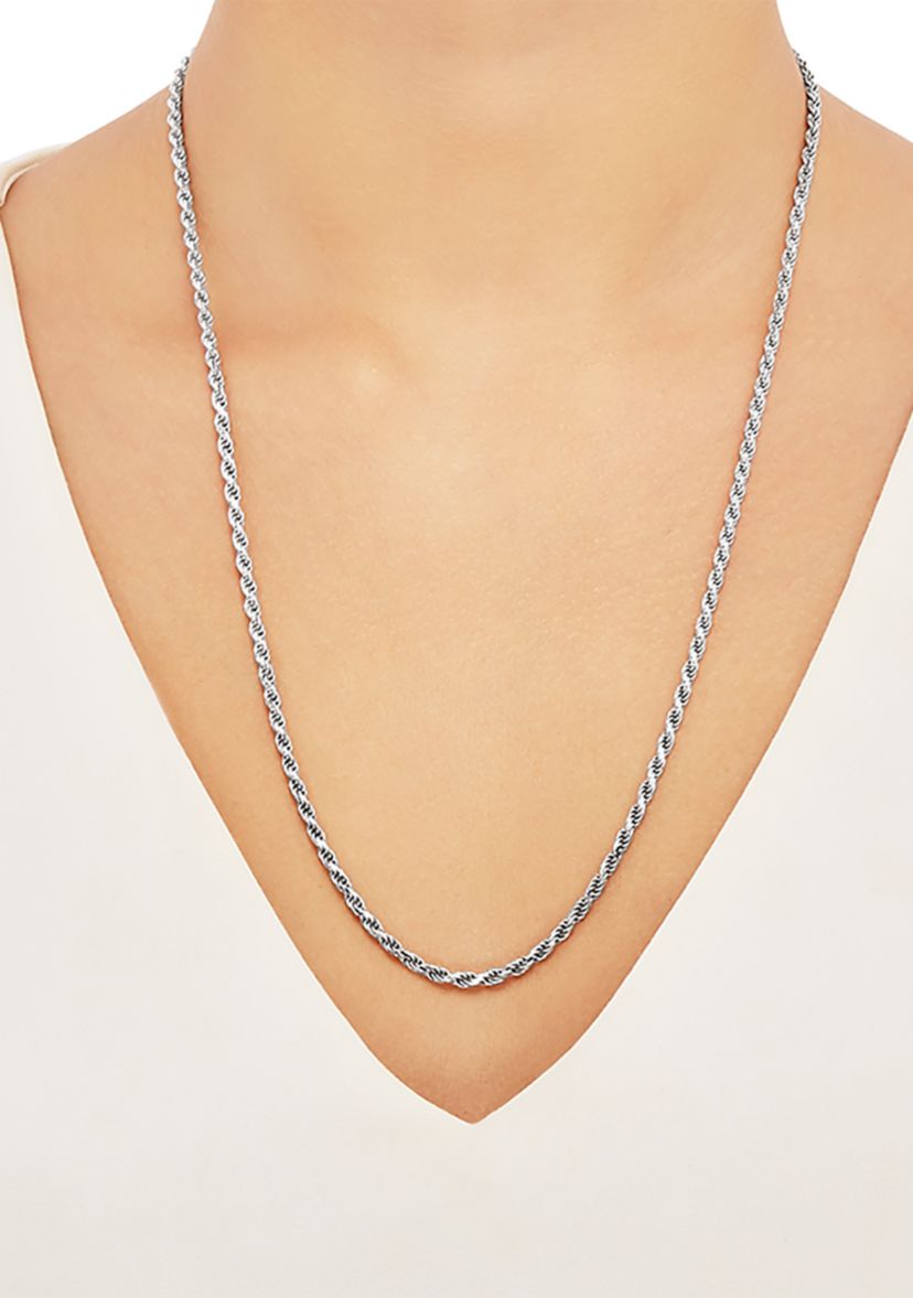 2.7 Millimeter Solid Rope Chain Necklace in Sterling Silver