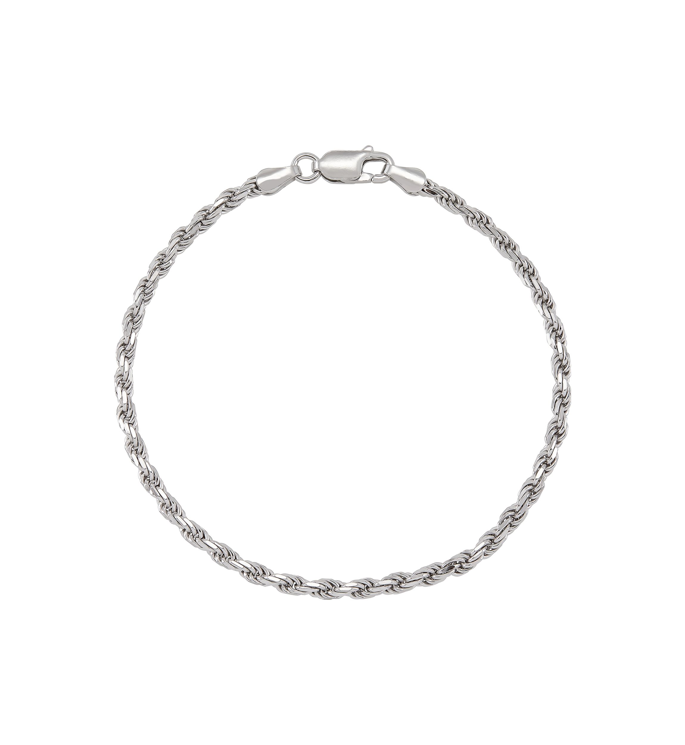 2.7 Millimeter Solid Rope Chain Bracelet in Sterling Silver