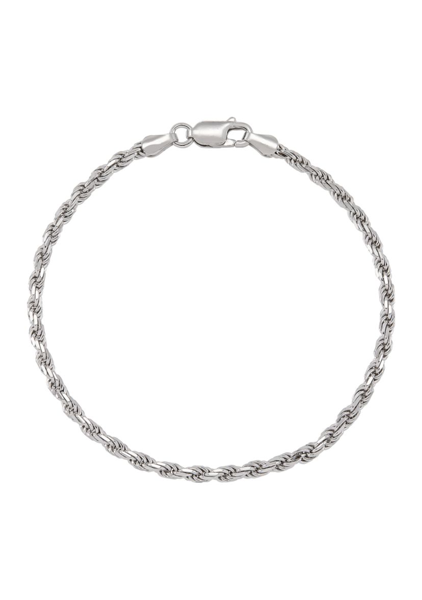 2.7 Millimeter Solid Rope Chain Bracelet in Sterling Silver