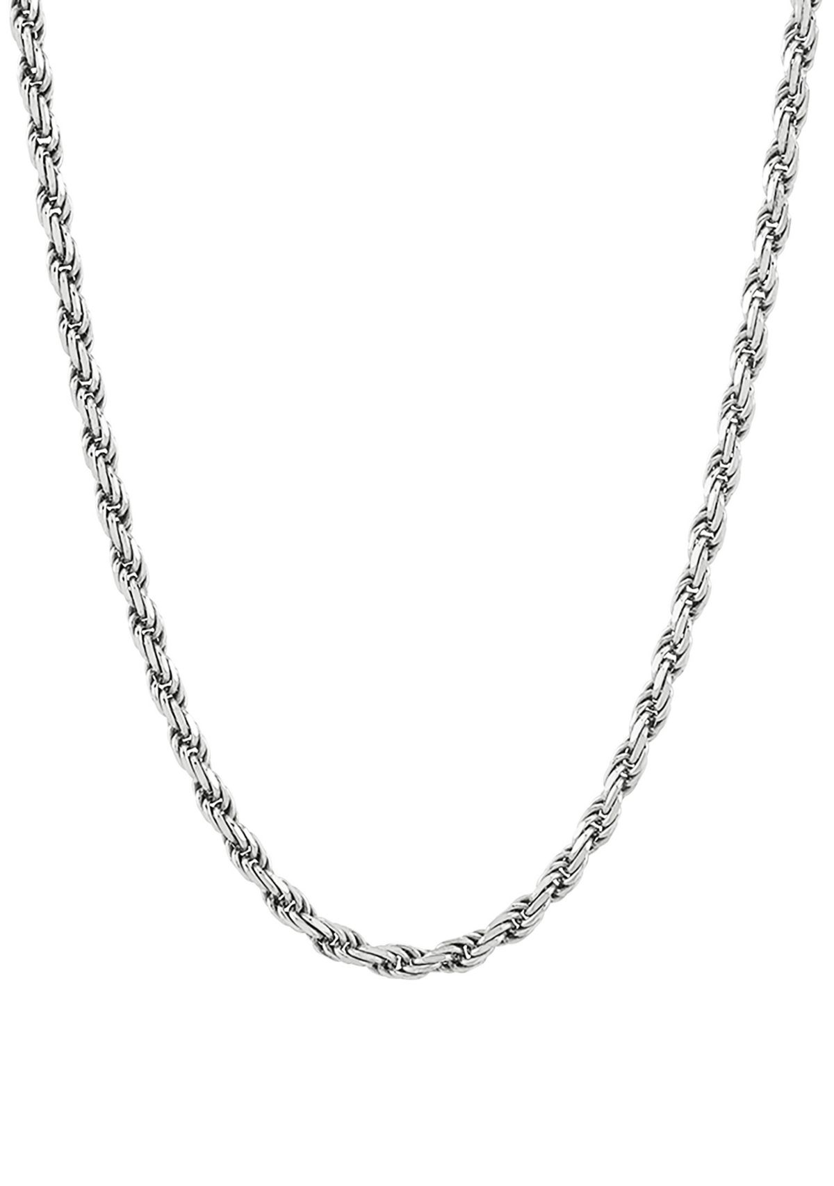 3.2 Millimeter Solid Rope Chain Necklace in Sterling Silver