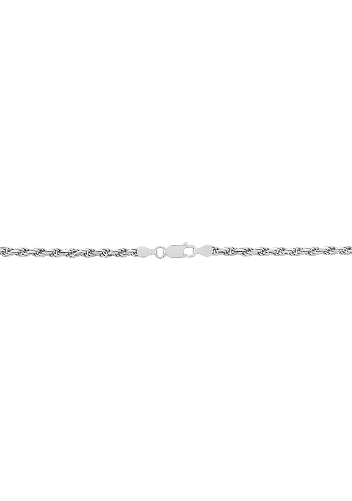 3.2 Millimeter Solid Rope Chain Necklace in Sterling Silver