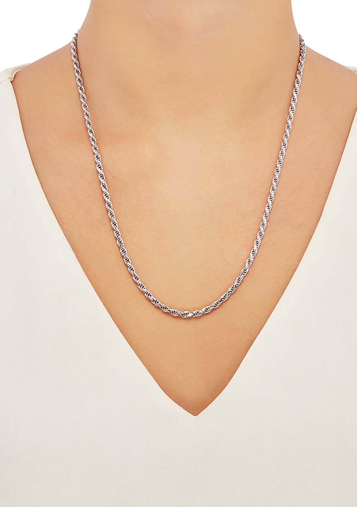 3.2 Millimeter Solid Rope Chain Necklace in Sterling Silver