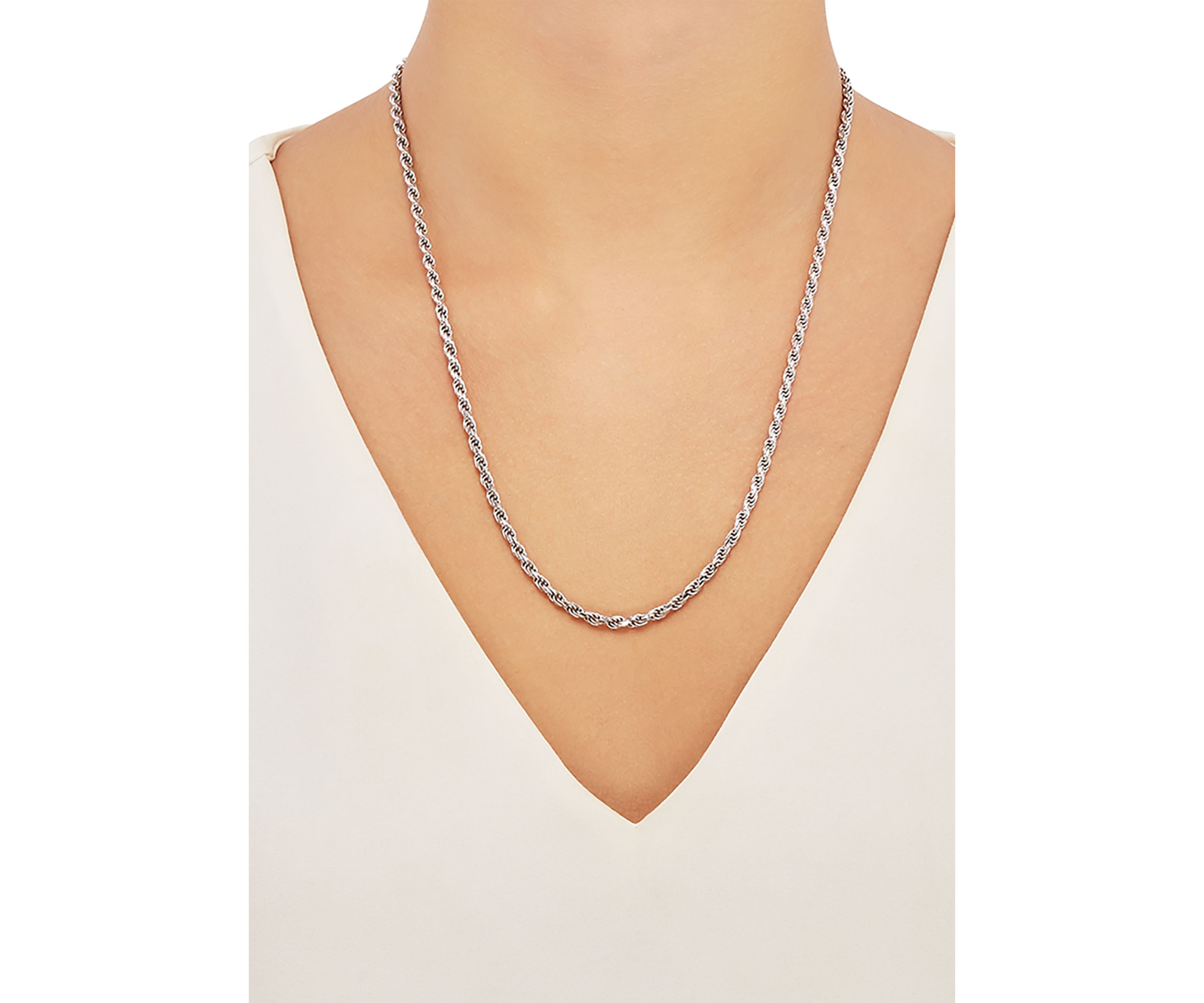 3.2 Millimeter Solid Rope Chain Necklace in Sterling Silver