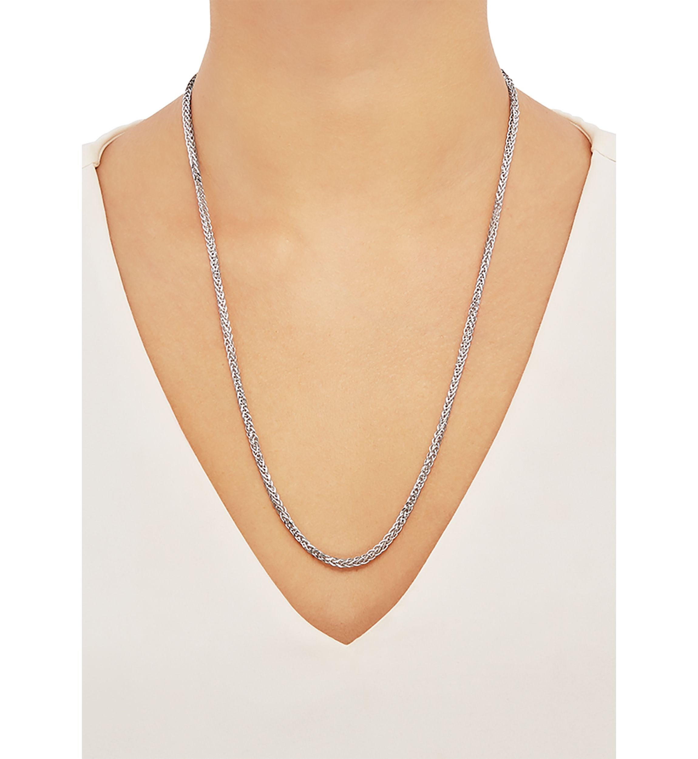 2.5 Millimeter Solid Round Wheat Chain Necklace in Sterling Silver