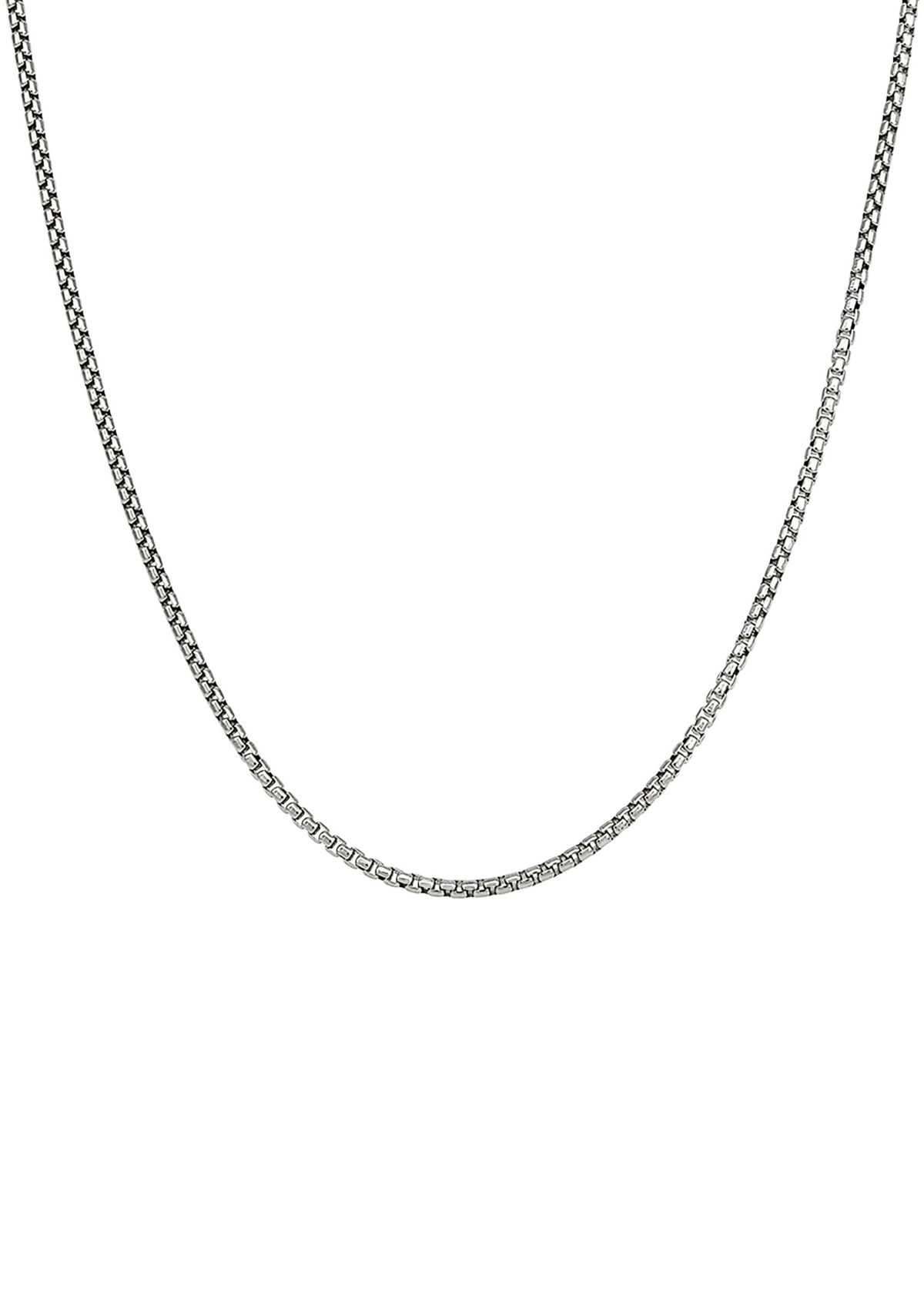2 Millimeter Solid Round Box Chain Necklace in Sterling Silver