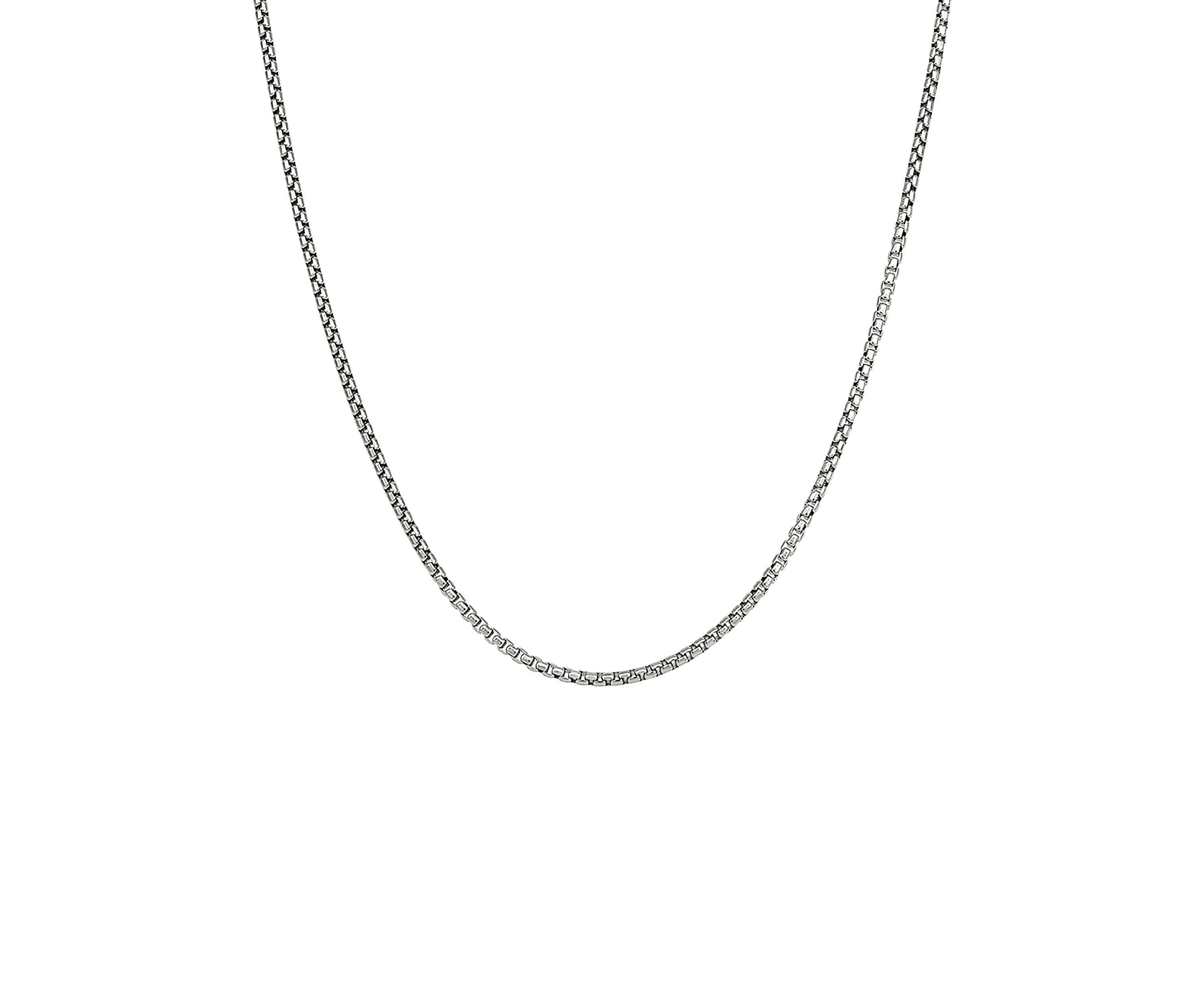 2 Millimeter Solid Round Box Chain Necklace in Sterling Silver