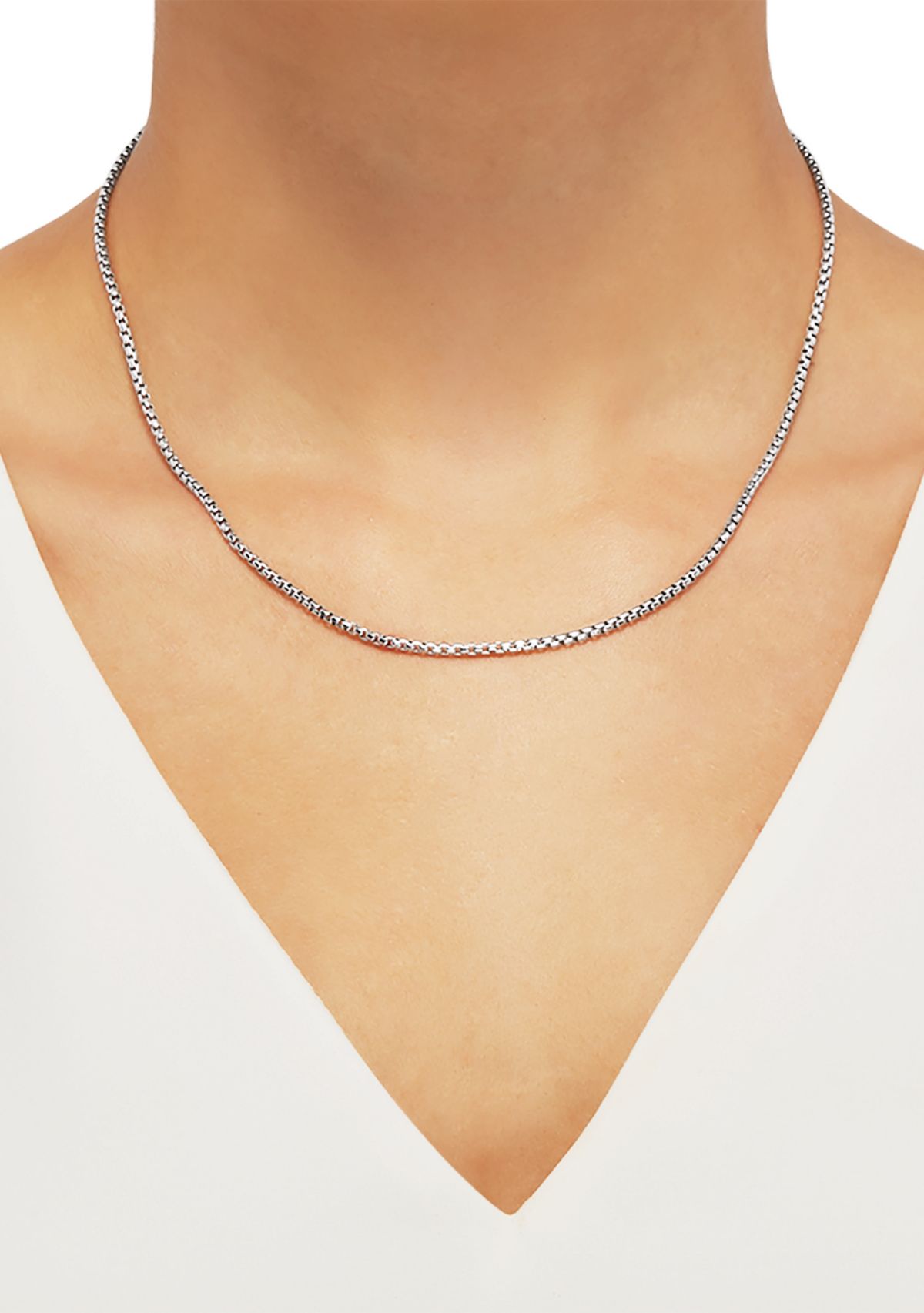 2 Millimeter Solid Round Box Chain Necklace in Sterling Silver