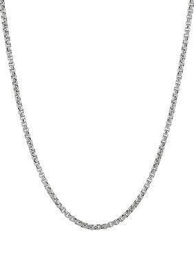 Belk & Co 2 Millimeter Solid Round Box Chain Necklace in Sterling Silver