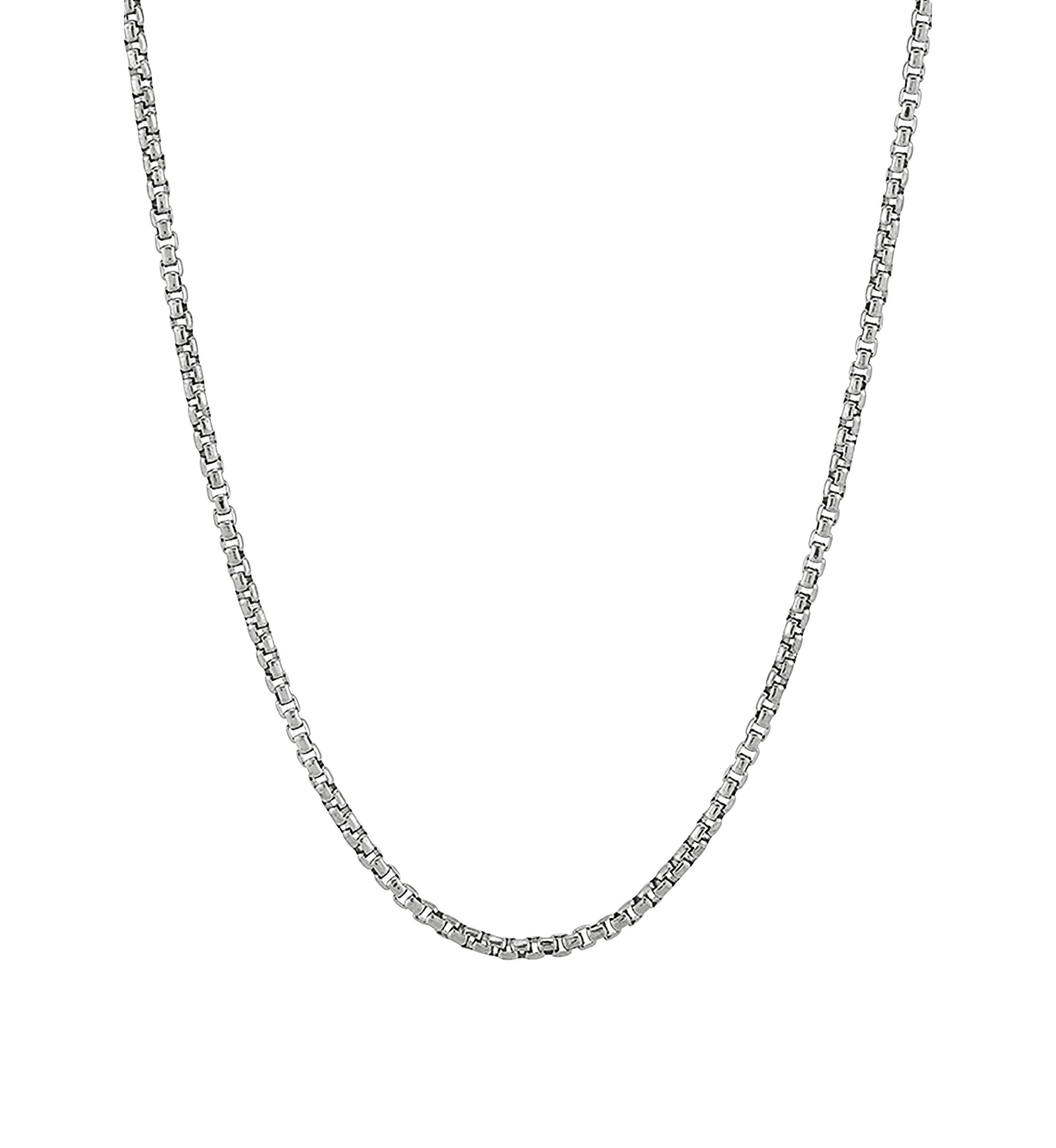 2 Millimeter Solid Round Box Chain Necklace in Sterling Silver
