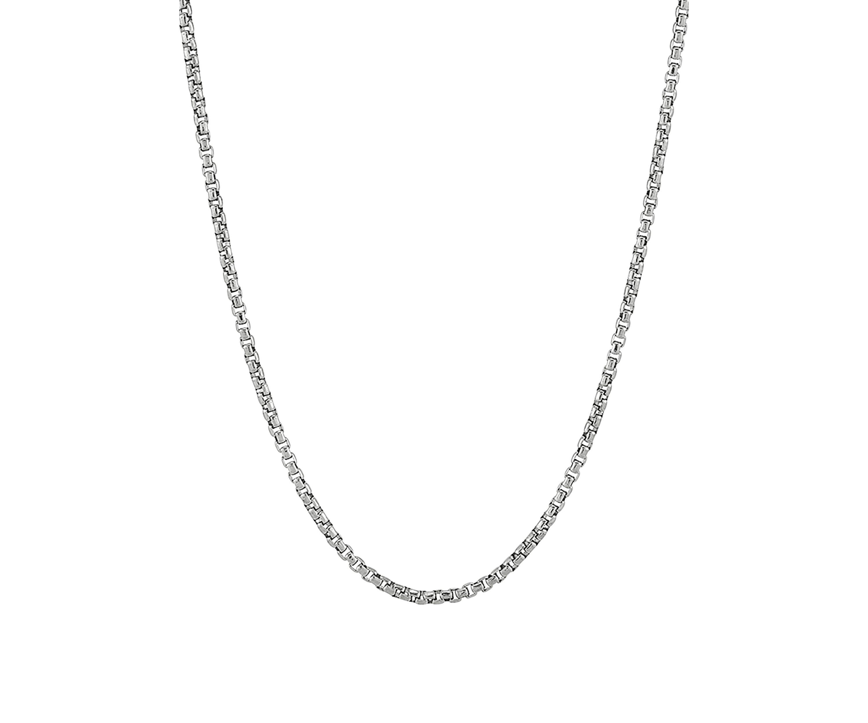 2 Millimeter Solid Round Box Chain Necklace in Sterling Silver