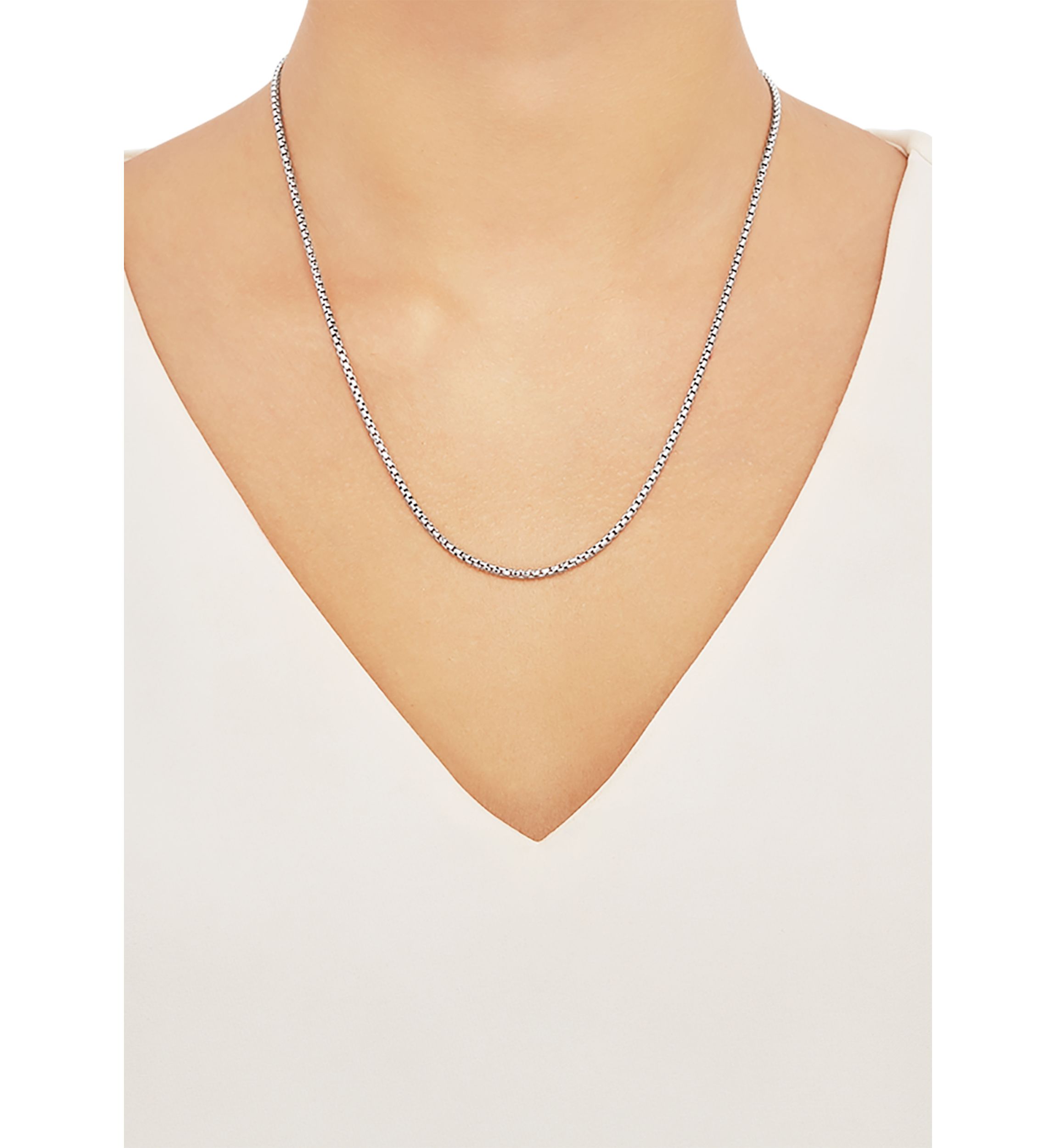 2 Millimeter Solid Round Box Chain Necklace in Sterling Silver