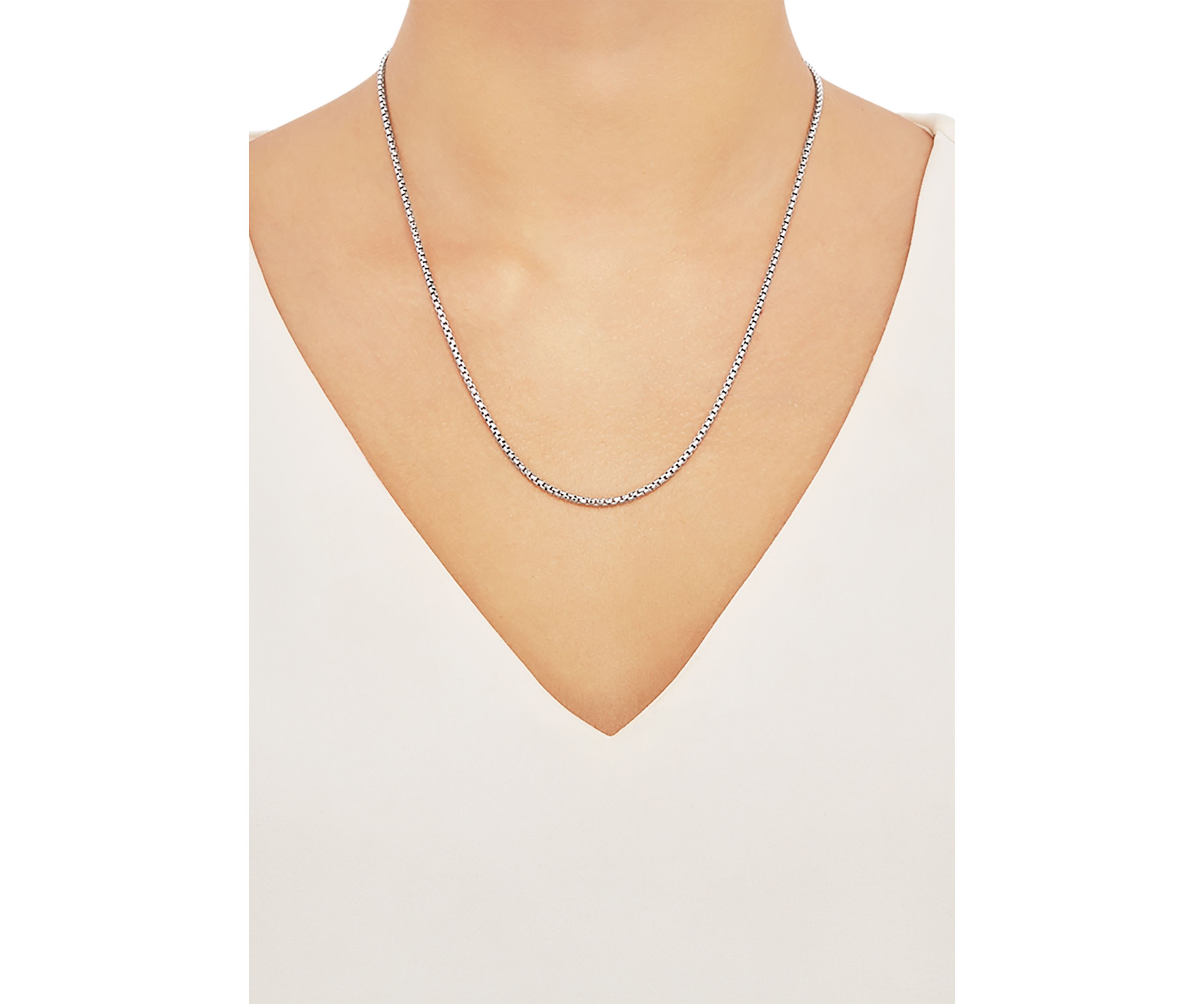 2 Millimeter Solid Round Box Chain Necklace in Sterling Silver