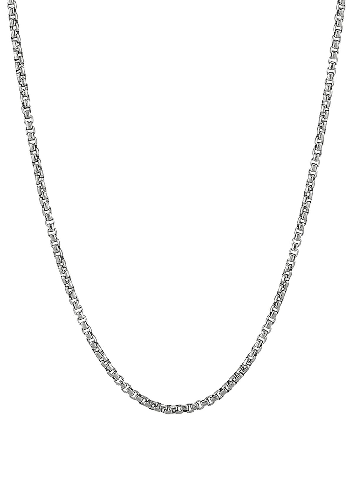 2 Millimeter Solid Round Box Chain Necklace in Sterling Silver