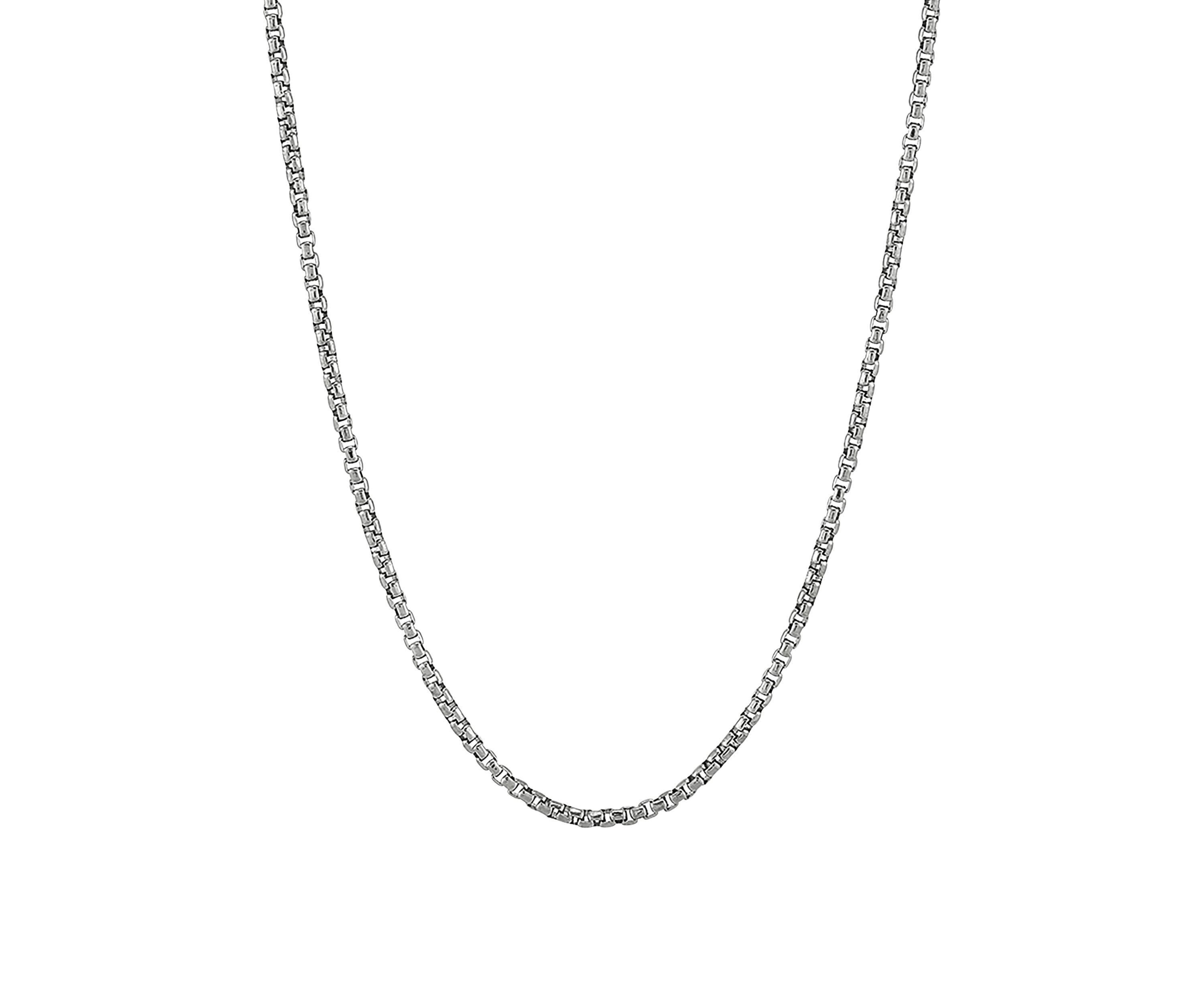 2 Millimeter Solid Round Box Chain Necklace in Sterling Silver