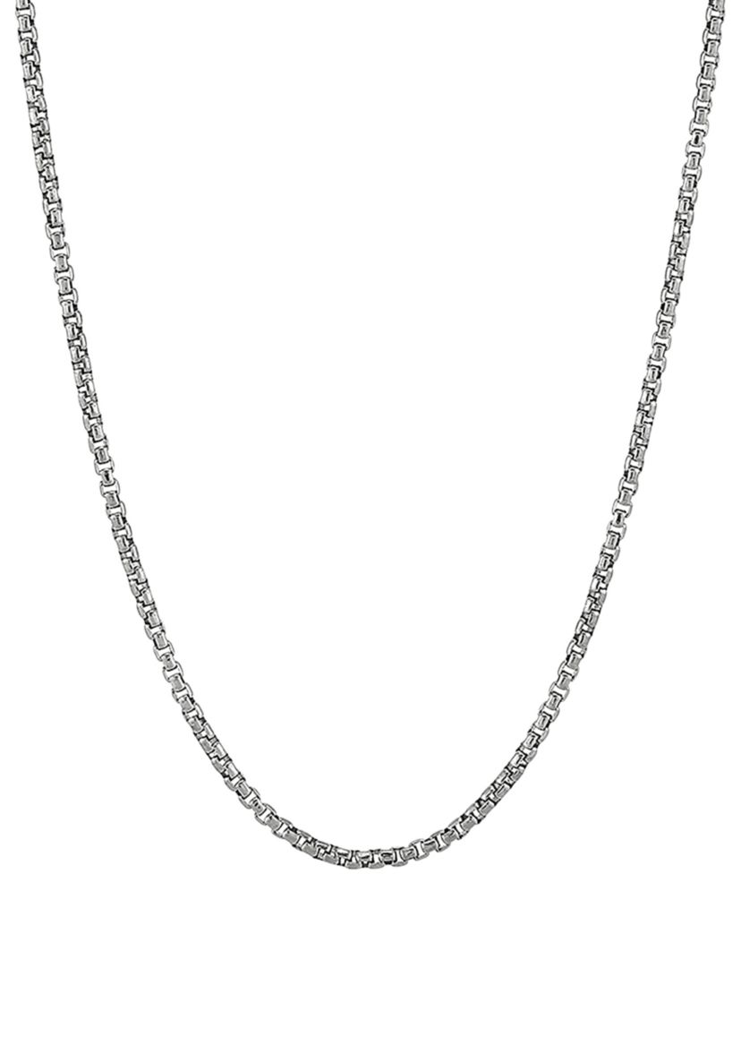 2 Millimeter Solid Round Box Chain Necklace in Sterling Silver