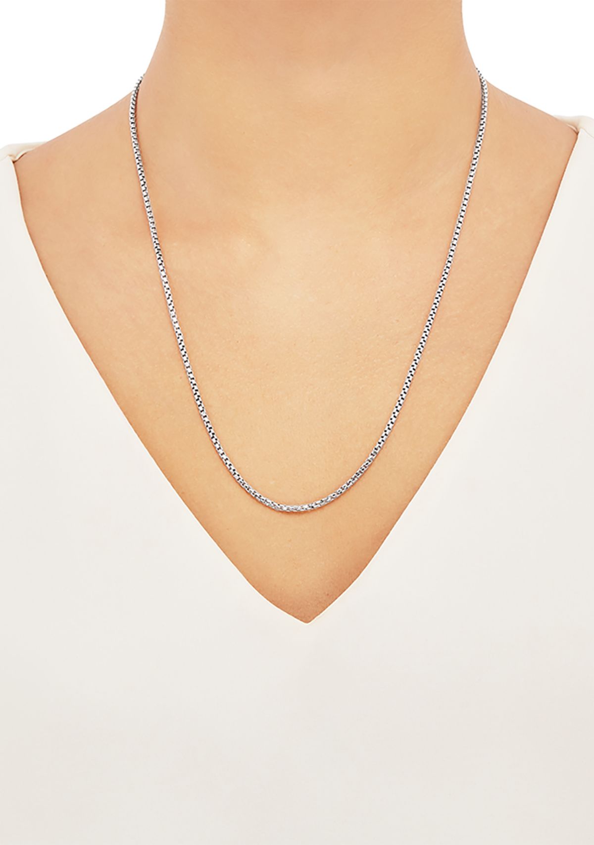 2 Millimeter Solid Round Box Chain Necklace in Sterling Silver