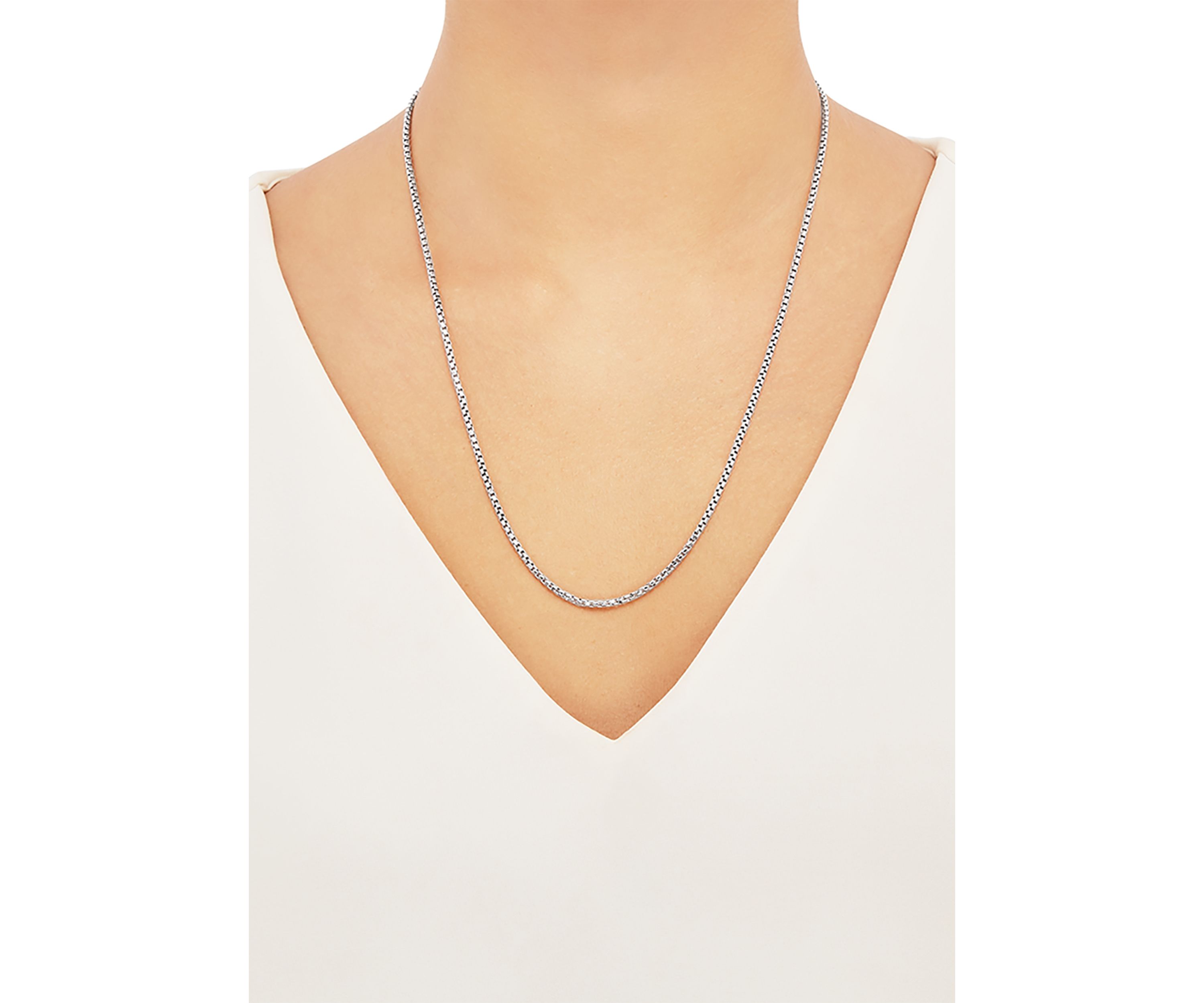 2 Millimeter Solid Round Box Chain Necklace in Sterling Silver