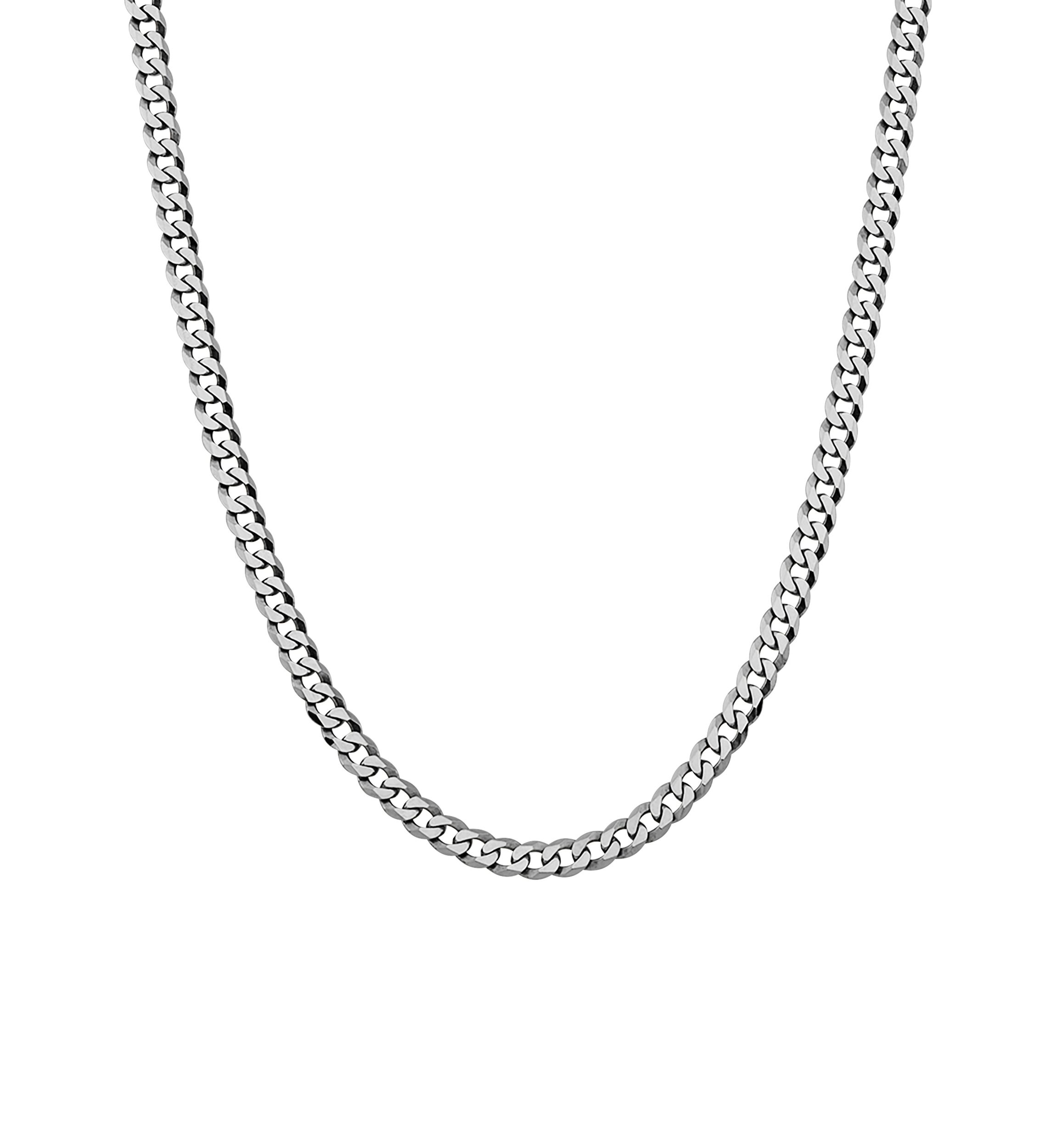 5 Millimeter Solid Flat Curb Chain Necklace in Sterling Silver