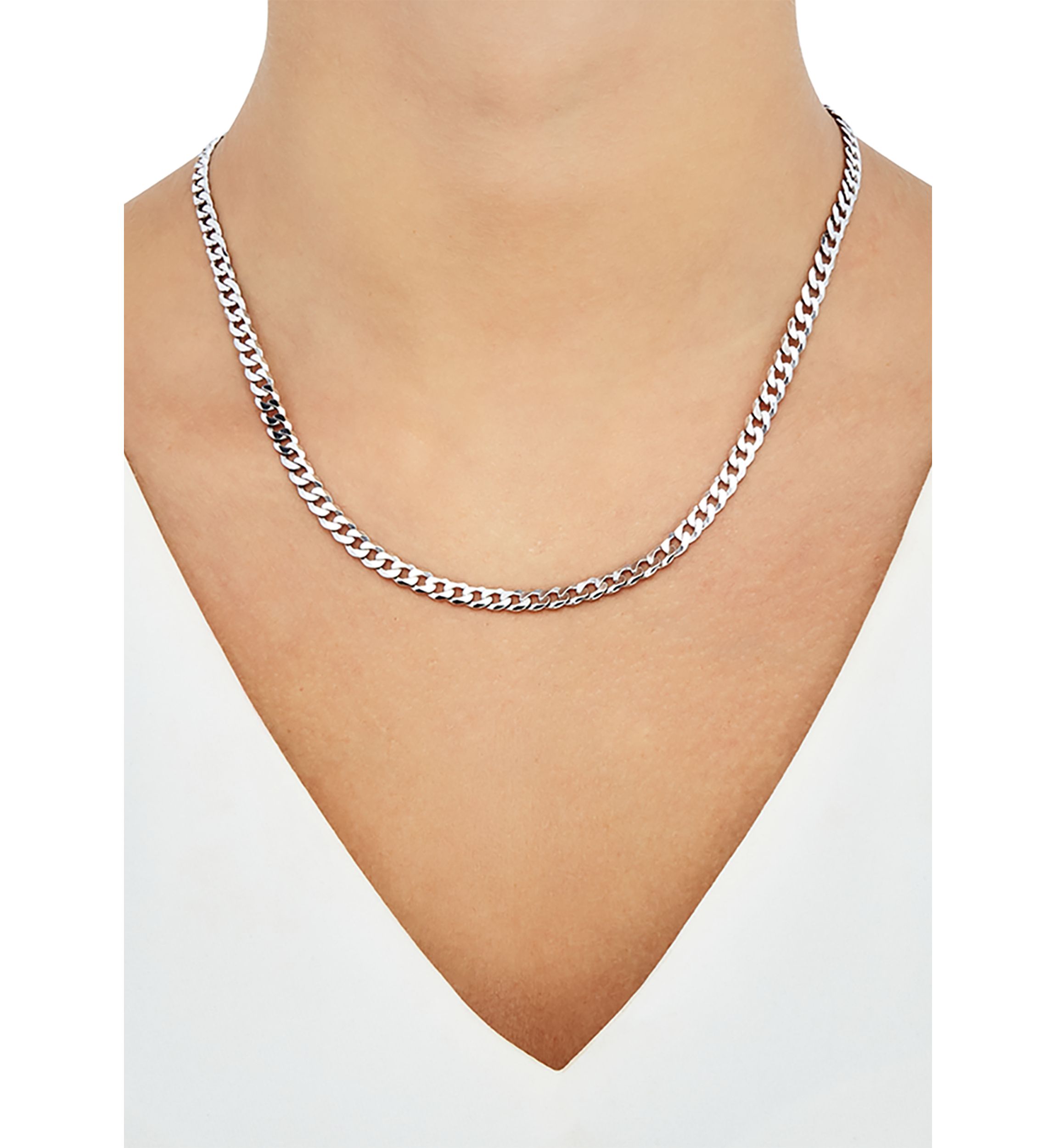 5 Millimeter Solid Flat Curb Chain Necklace in Sterling Silver