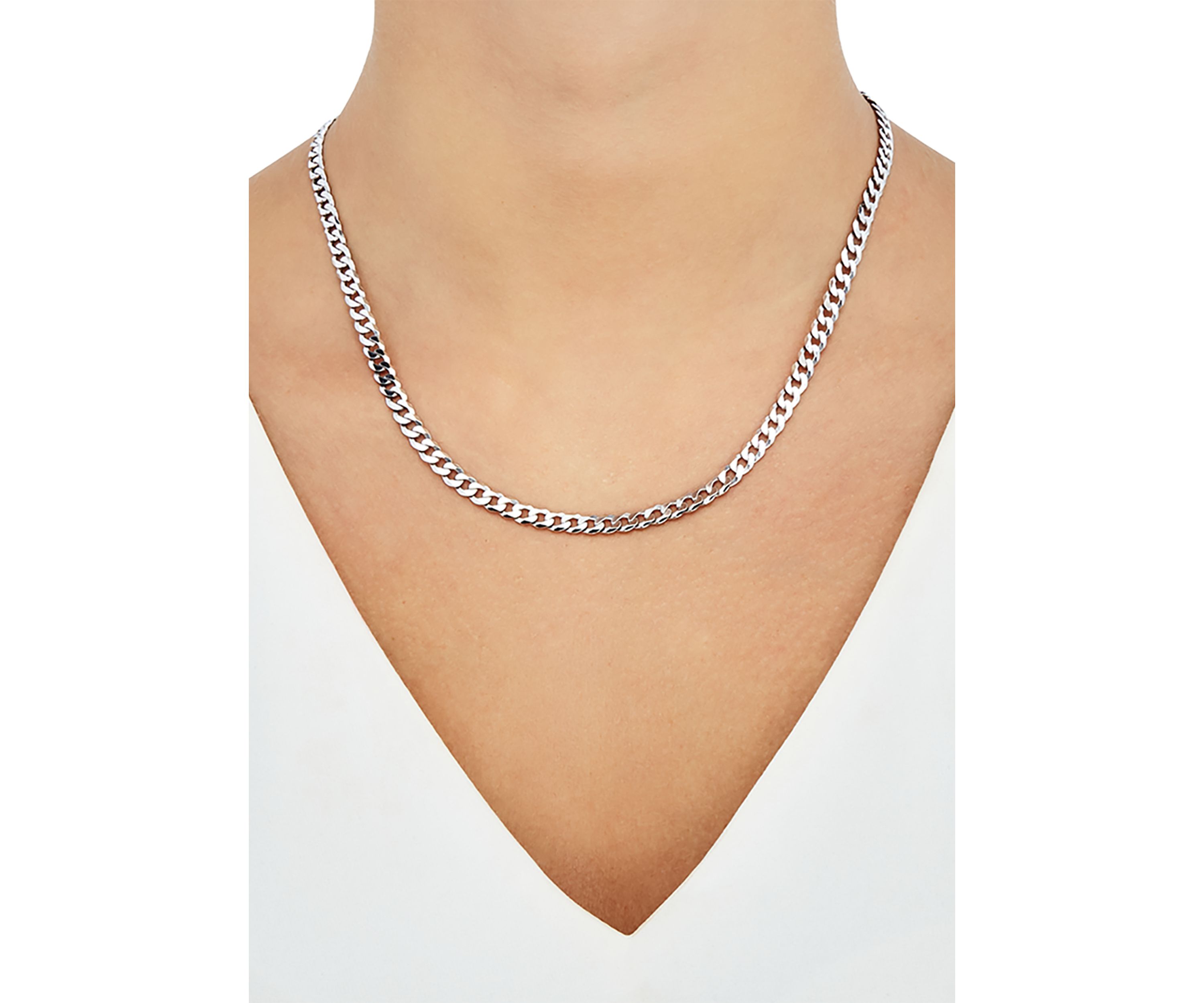 5 Millimeter Solid Flat Curb Chain Necklace in Sterling Silver