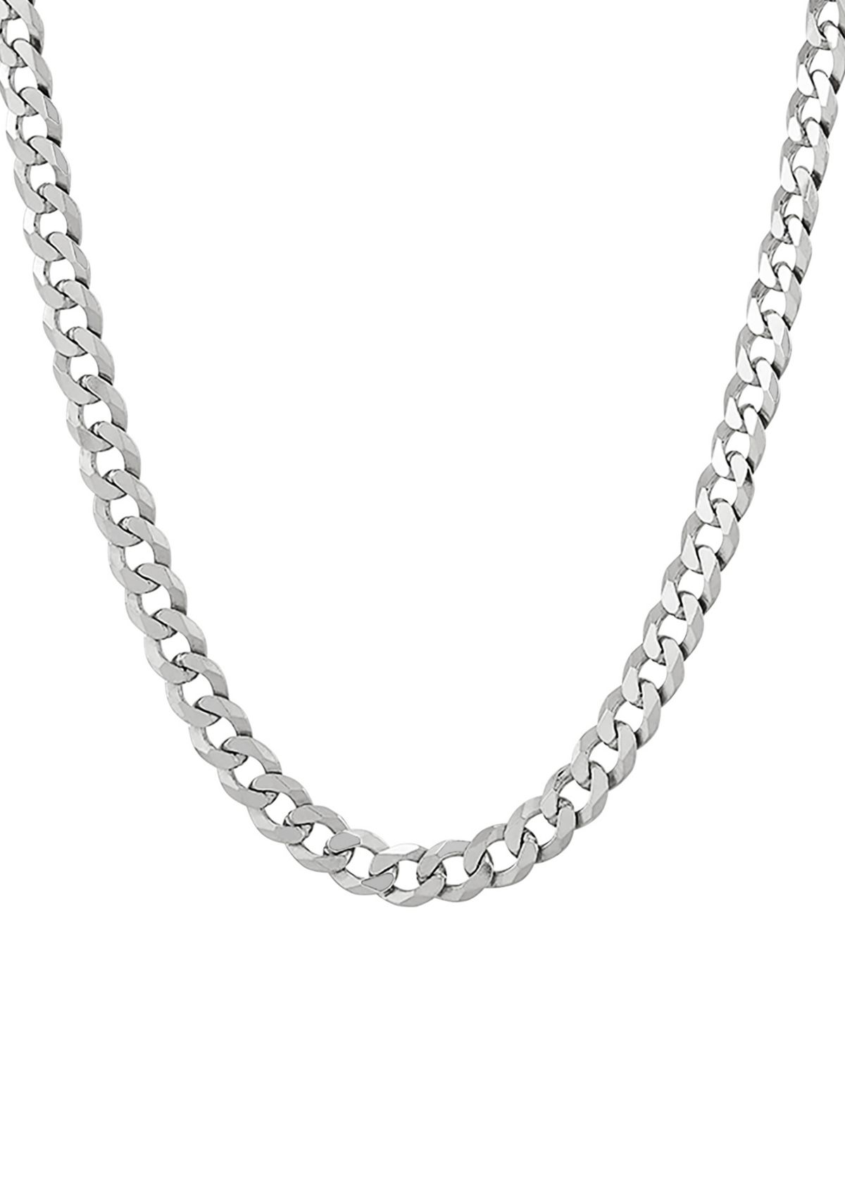 5 Millimeter Solid Flat Curb Chain Necklace in Sterling Silver