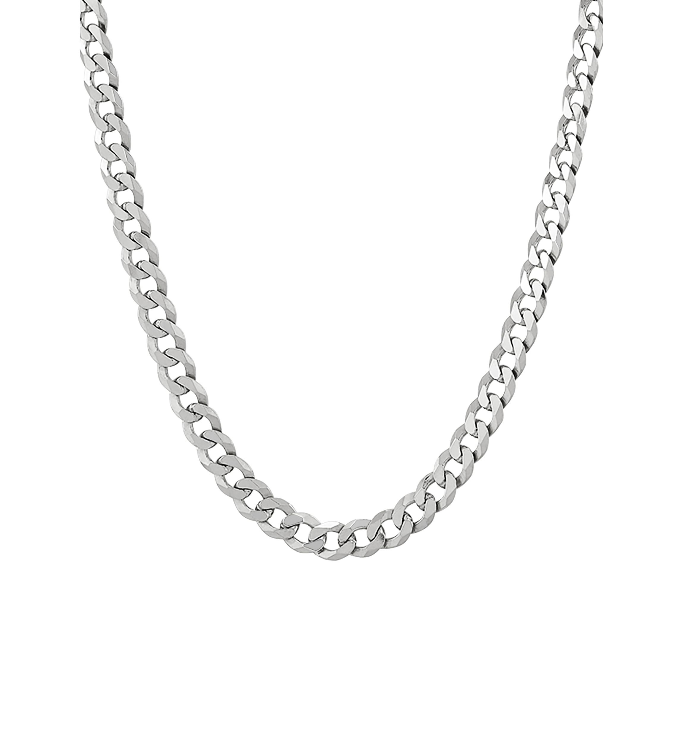 5 Millimeter Solid Flat Curb Chain Necklace in Sterling Silver