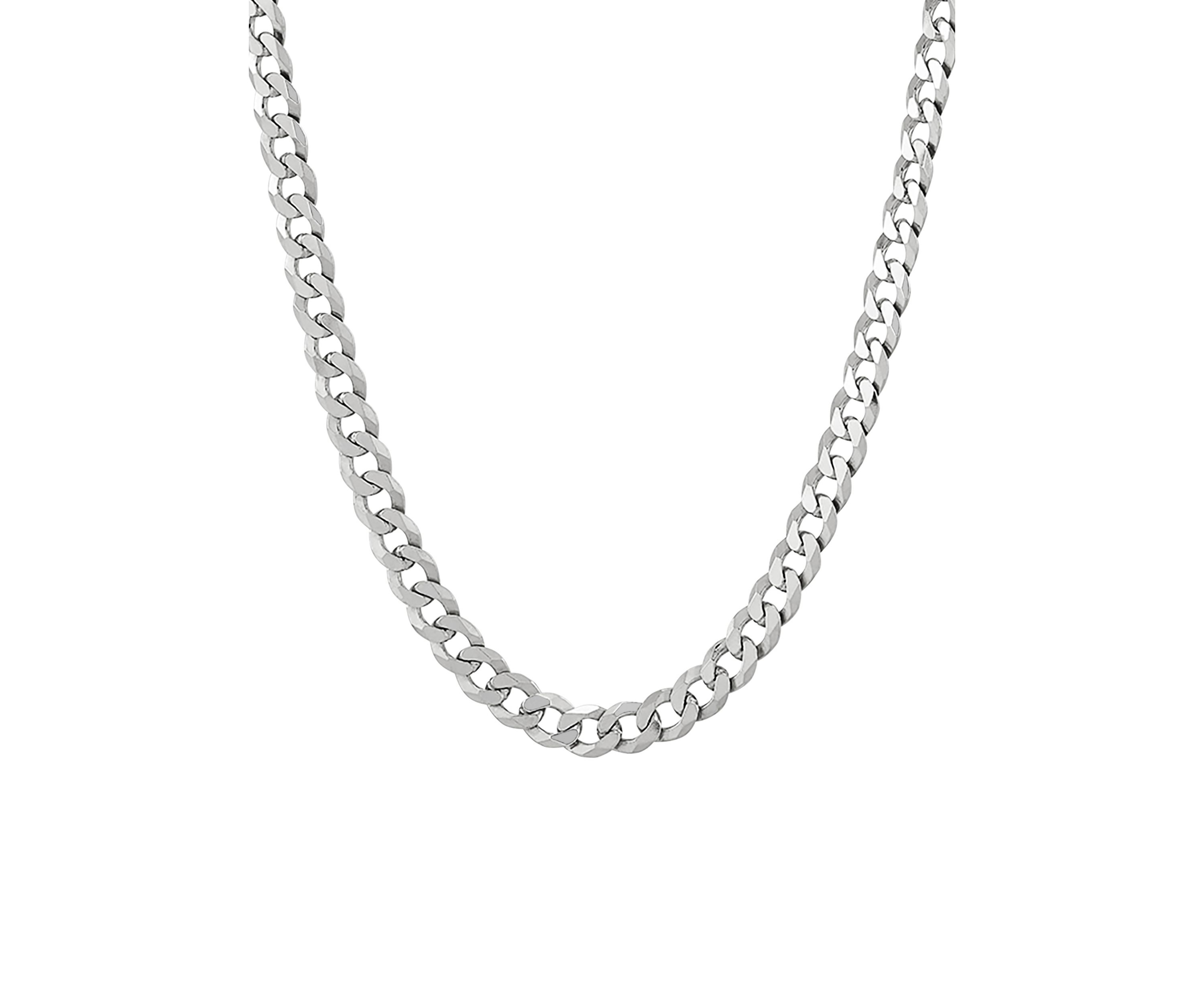 5 Millimeter Solid Flat Curb Chain Necklace in Sterling Silver