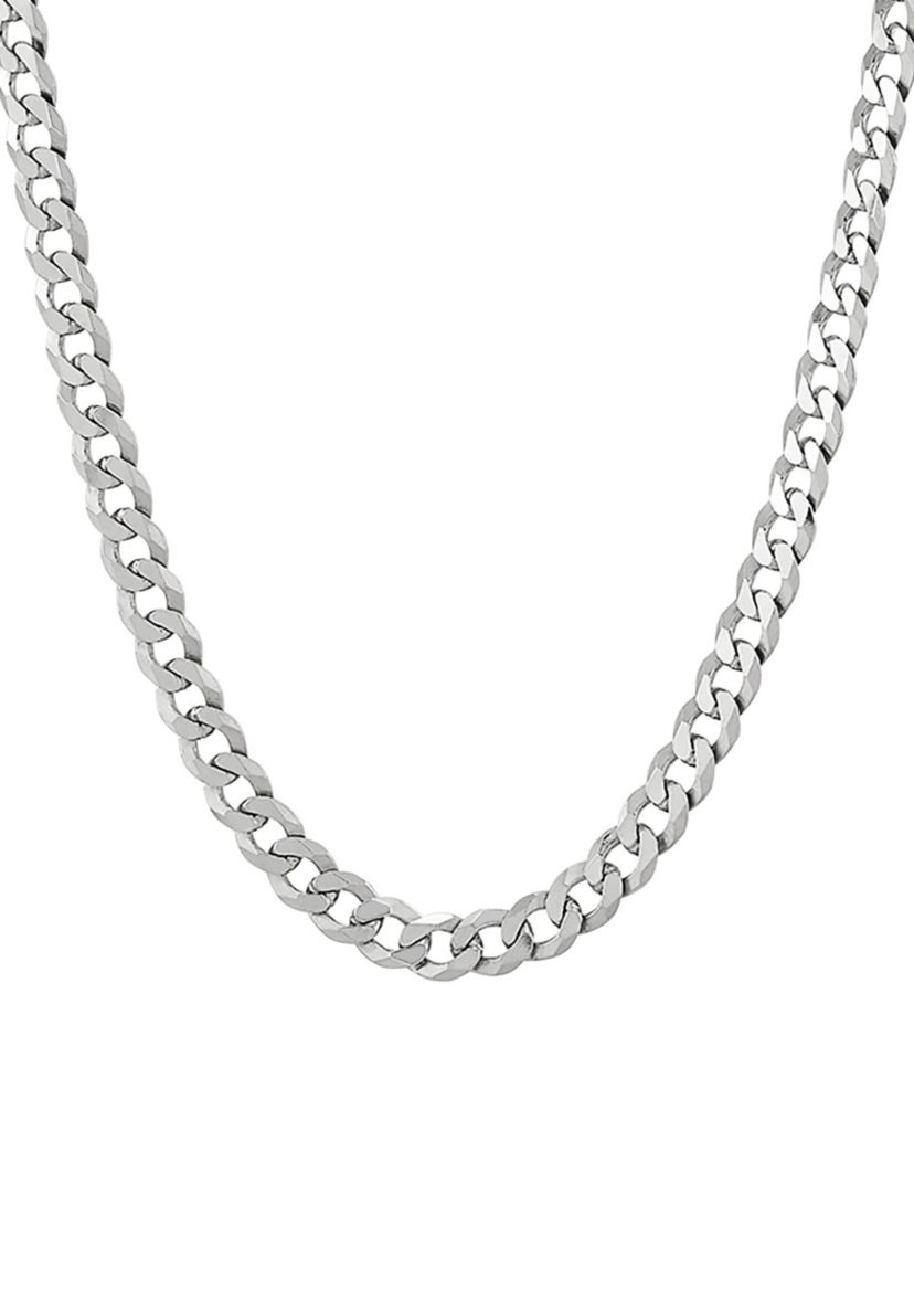5 Millimeter Solid Flat Curb Chain Necklace in Sterling Silver