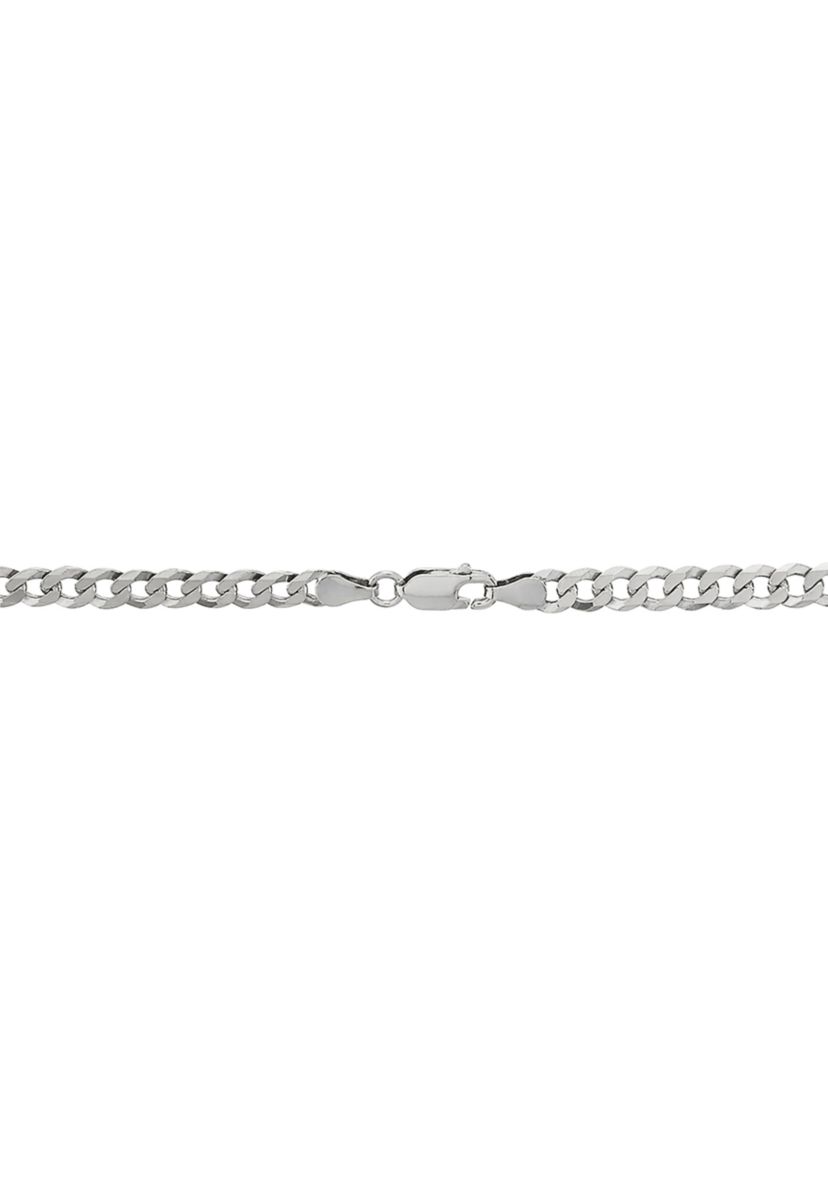 5 Millimeter Solid Flat Curb Chain Necklace in Sterling Silver