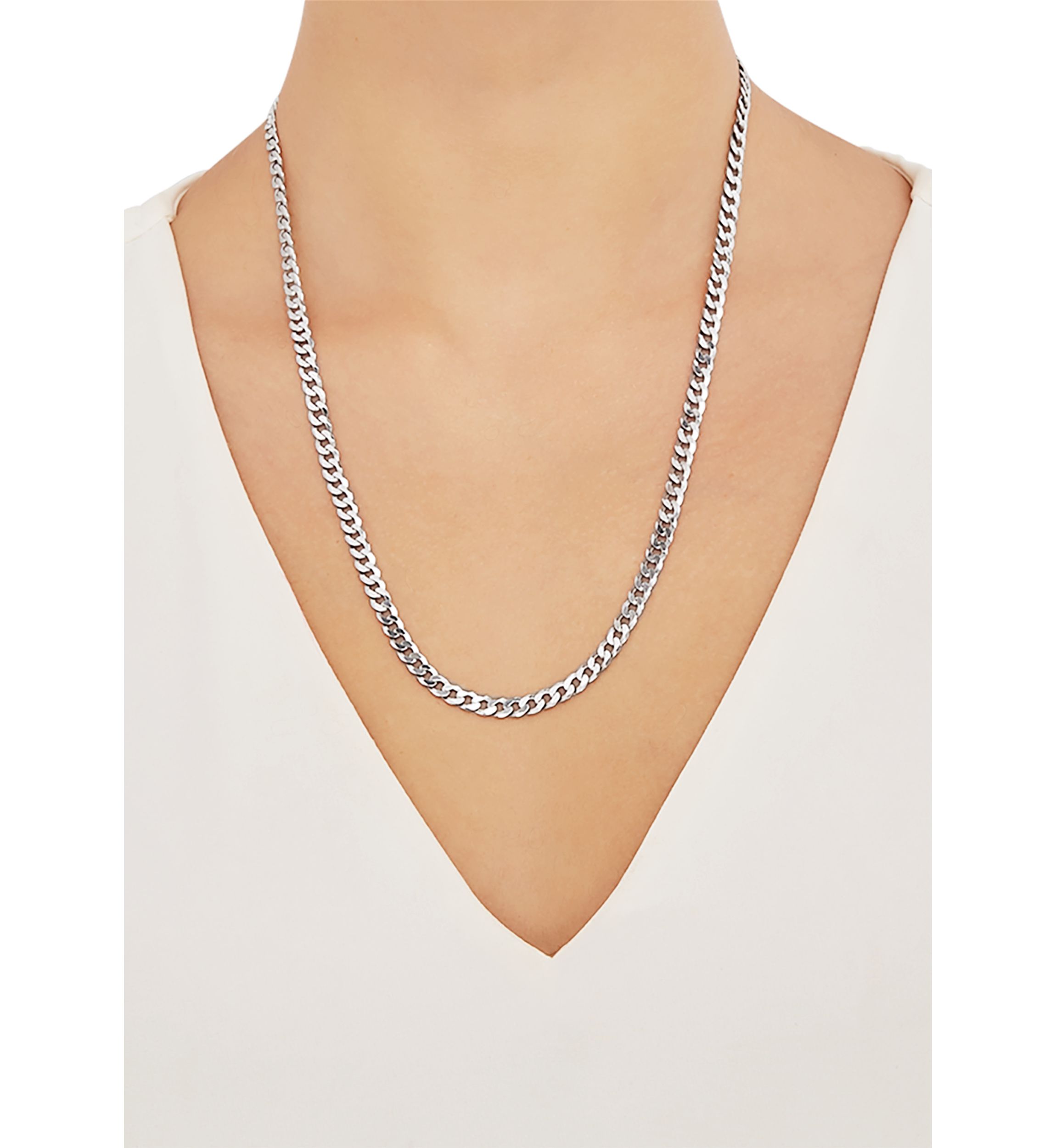 5 Millimeter Solid Flat Curb Chain Necklace in Sterling Silver