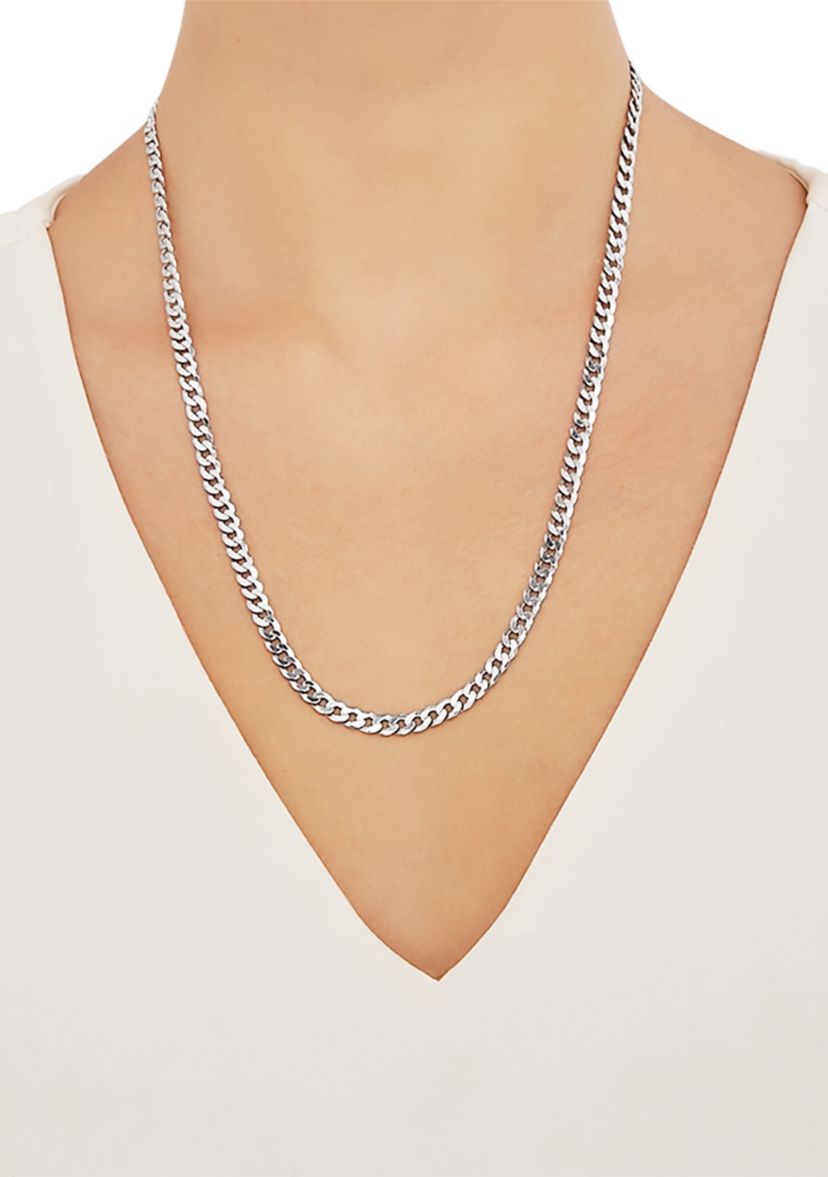 5 Millimeter Solid Flat Curb Chain Necklace in Sterling Silver