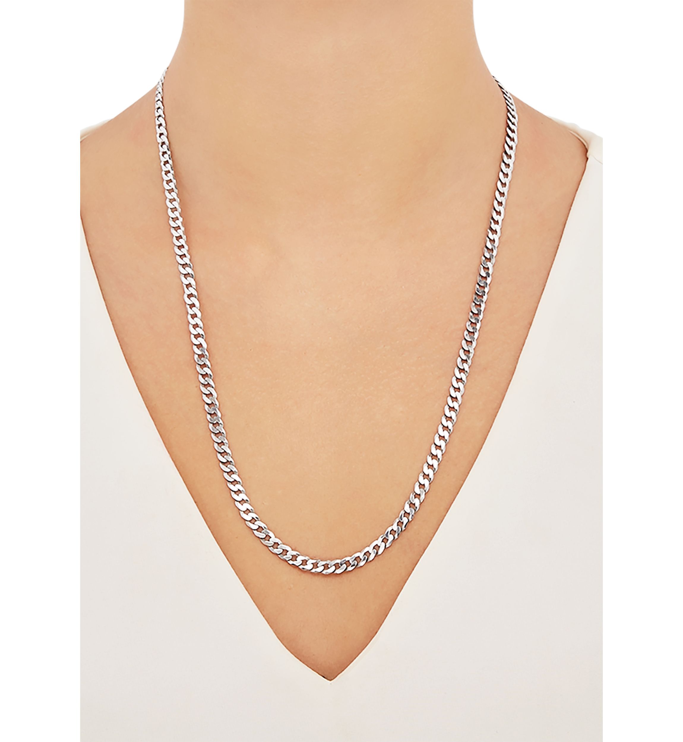 5 Millimeter Solid Flat Curb Chain Necklace in Sterling Silver