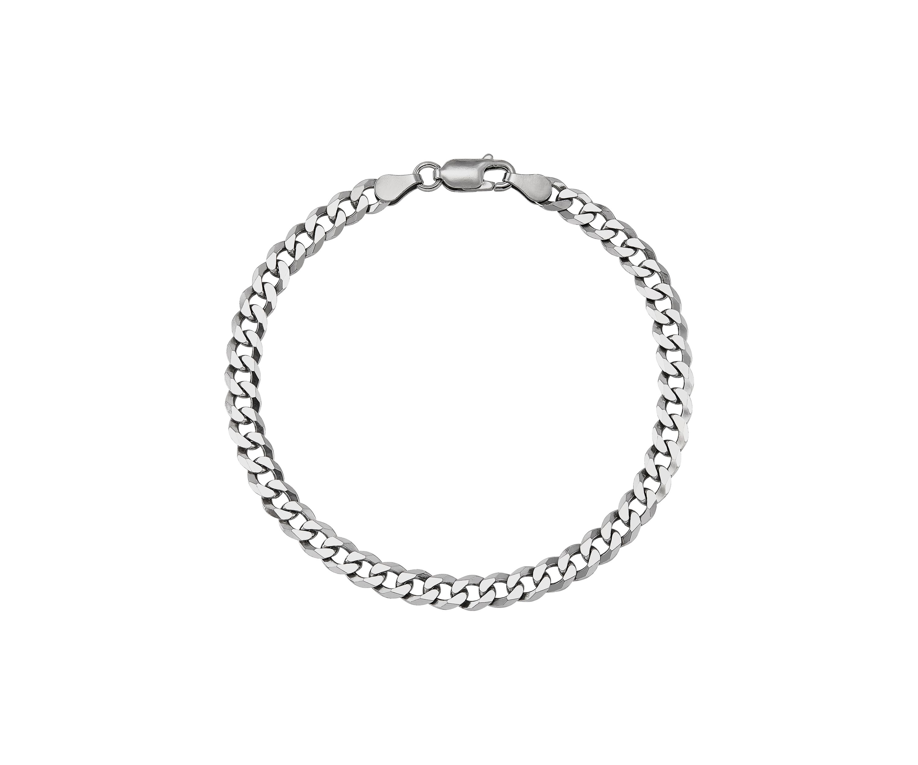 5 Millimeter Solid Flat Curb Chain Bracelet  in Sterling Silver
