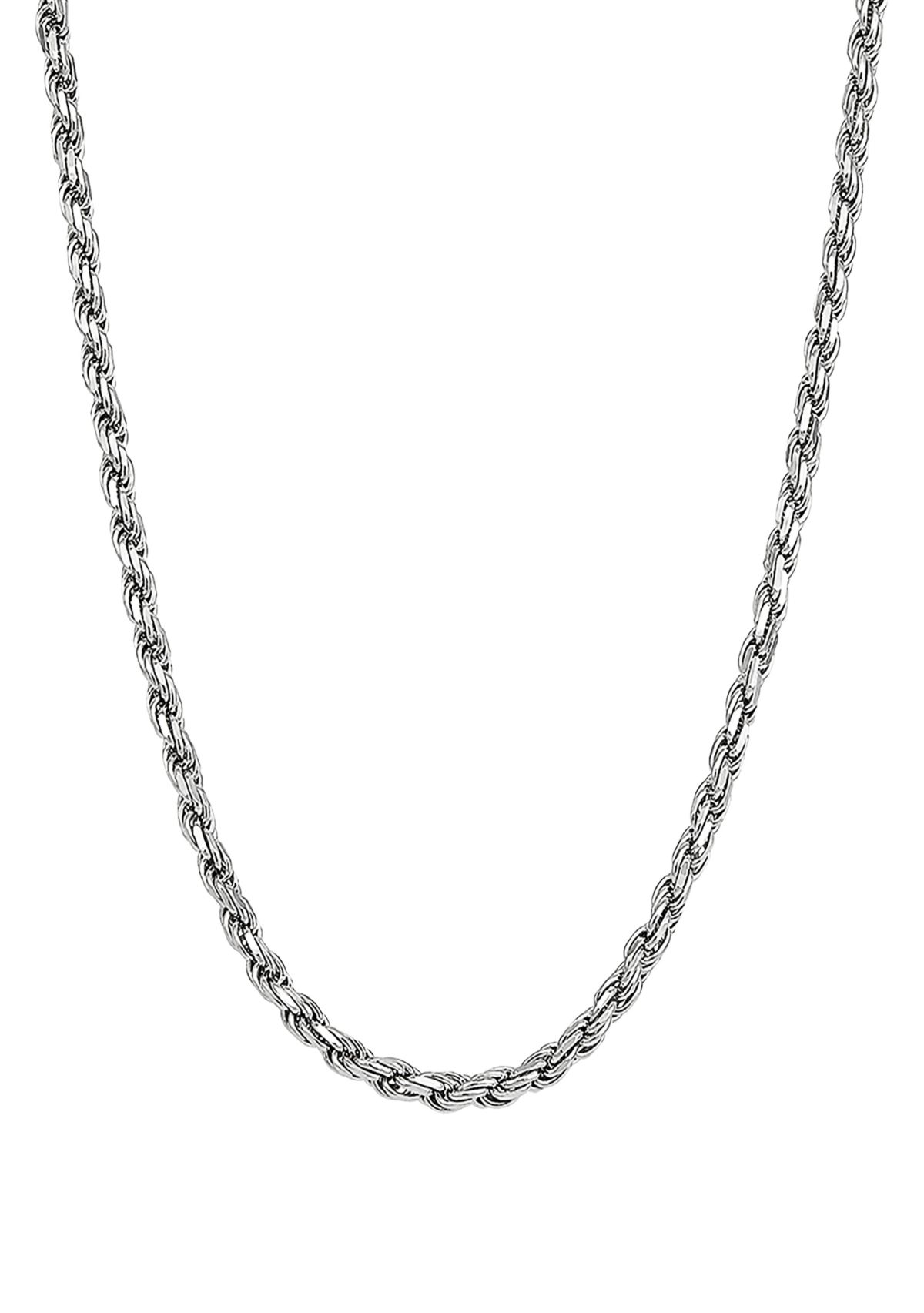 22 Inch Rope Chain Necklace in Sterling Silver 