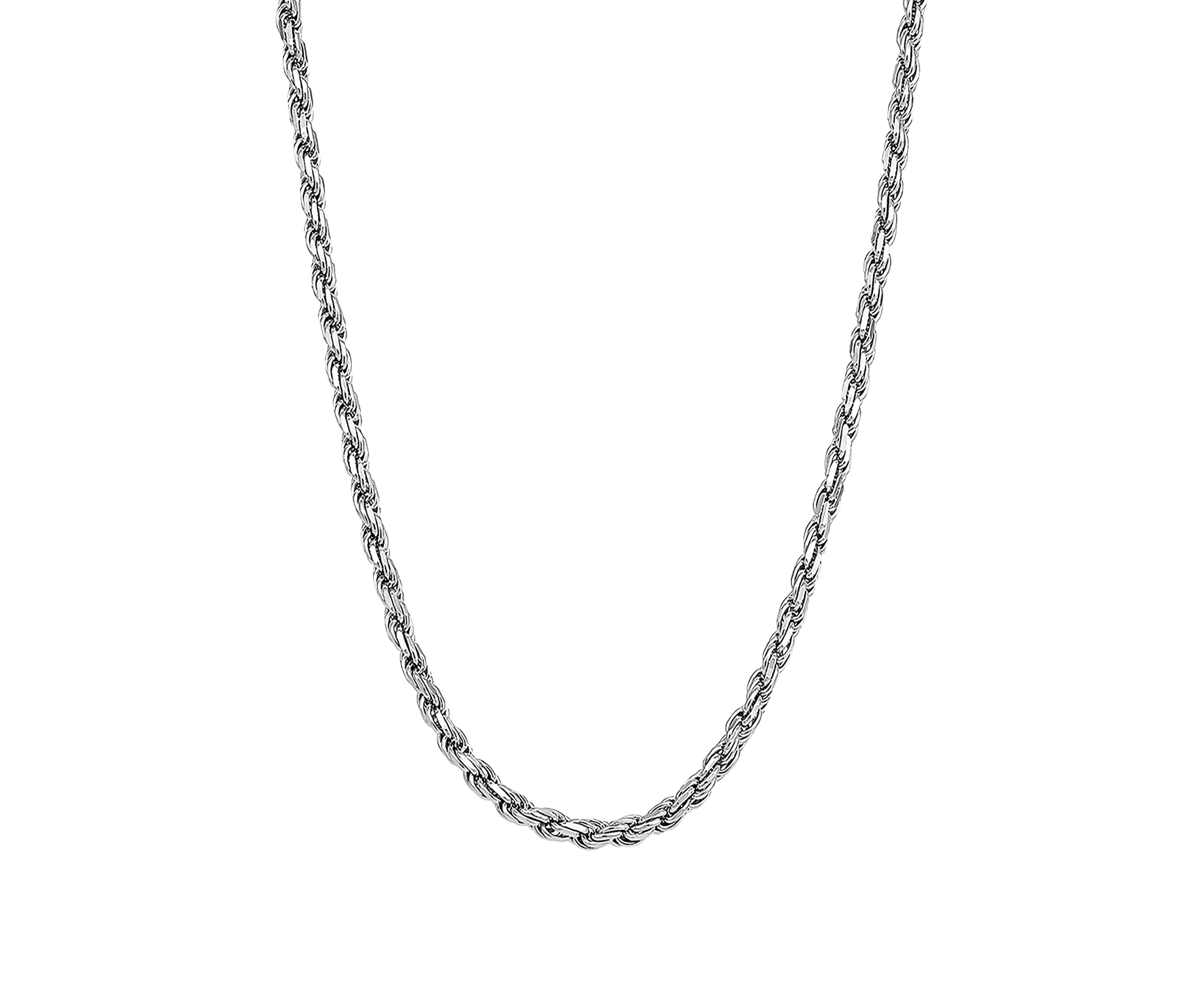 22 Inch Rope Chain Necklace in Sterling Silver 