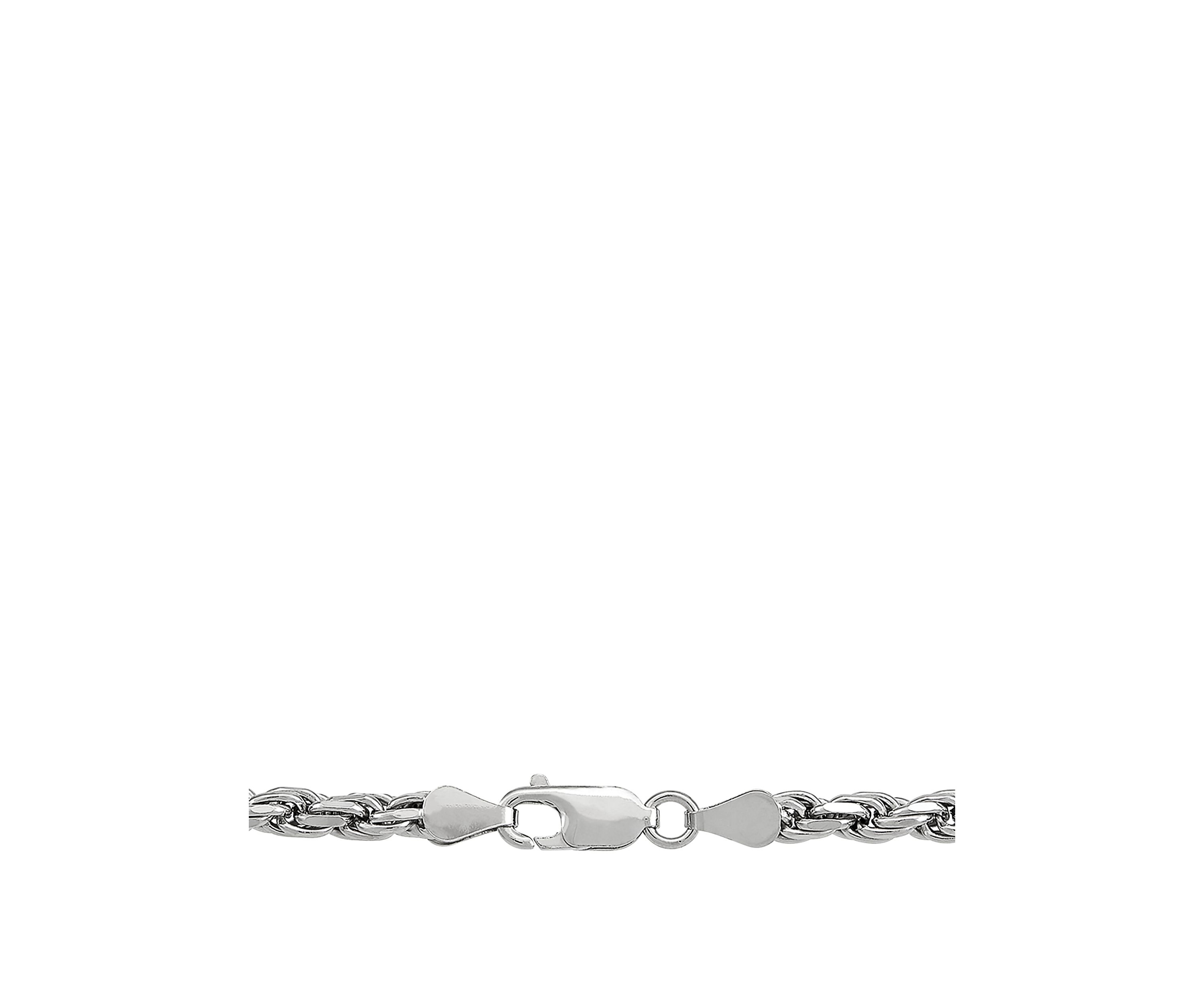 22 Inch Rope Chain Necklace in Sterling Silver 