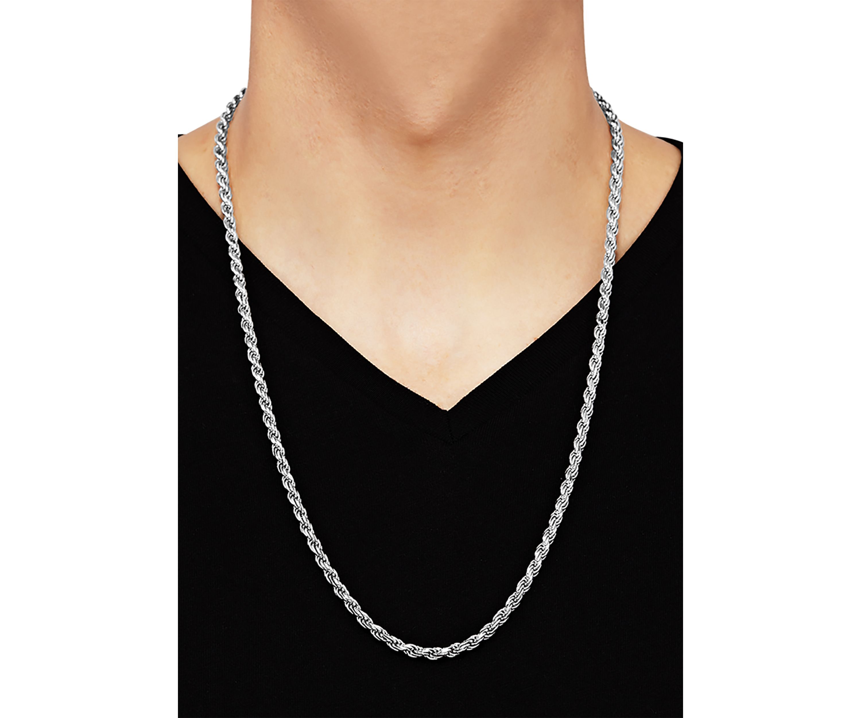 26 Inch Rope Chain in Sterling Silver 