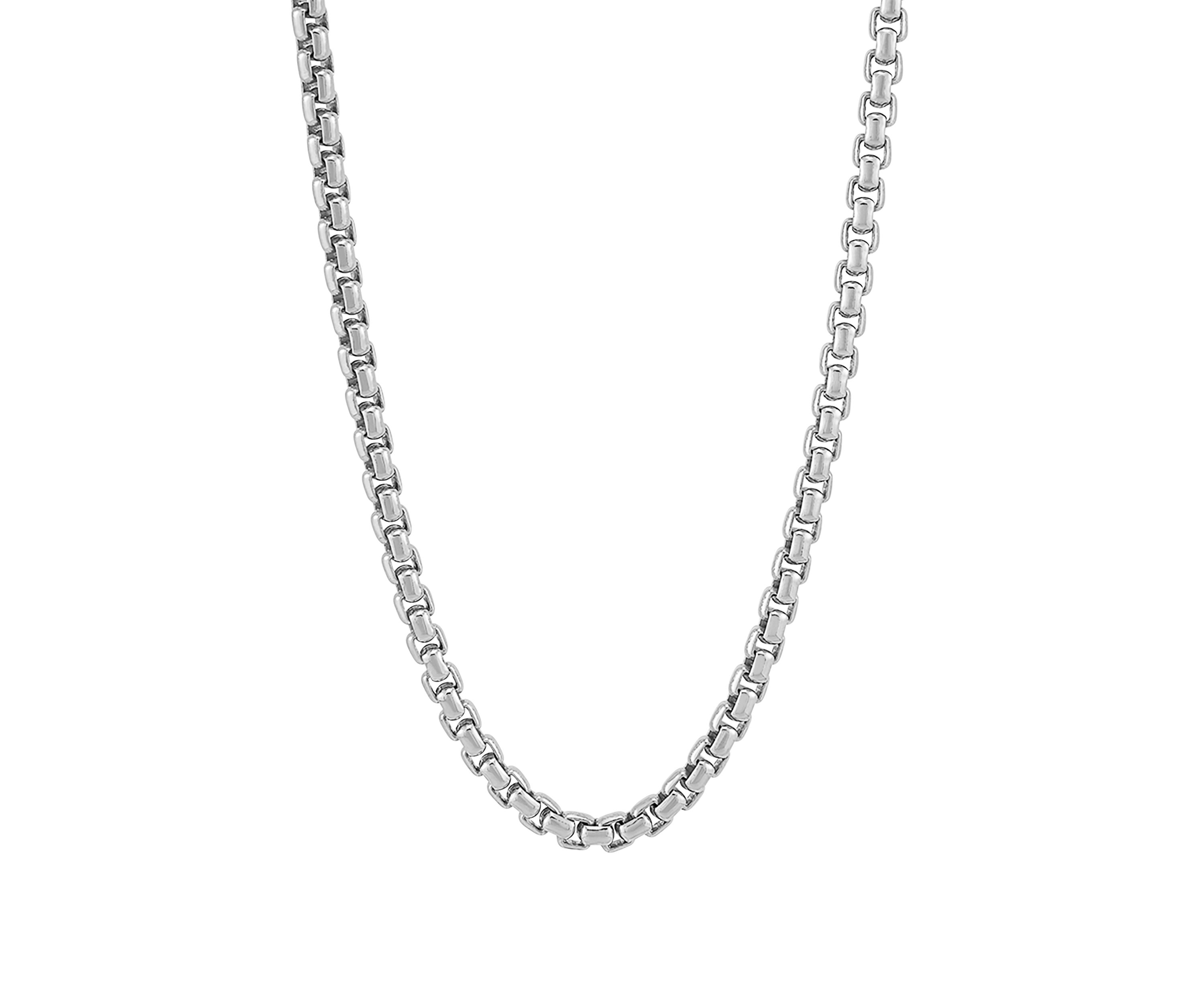 Sterling Silver Round Box Chain Necklace