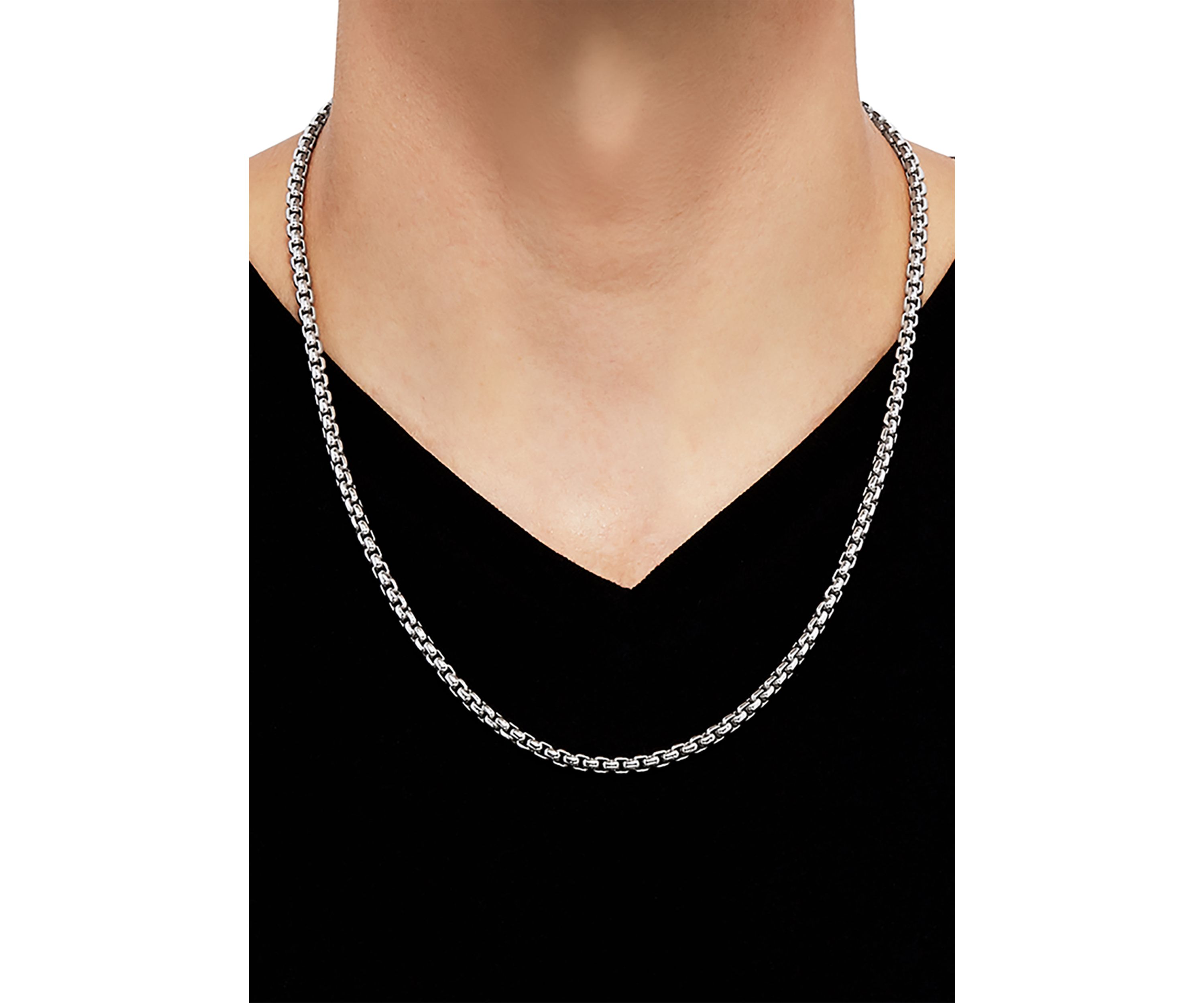 Sterling Silver Round Box Chain Necklace